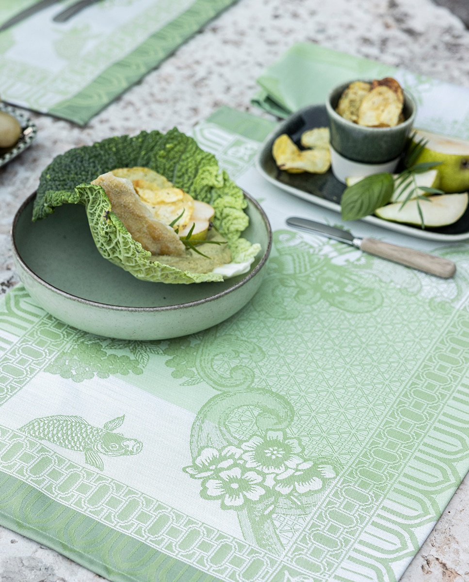 Individual antimanchas em jacquard floral Verde-4