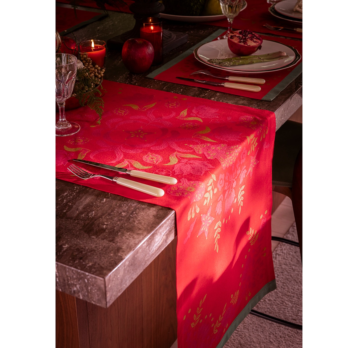 Caminho de Mesa de Algodão Féerie Vermelho-1