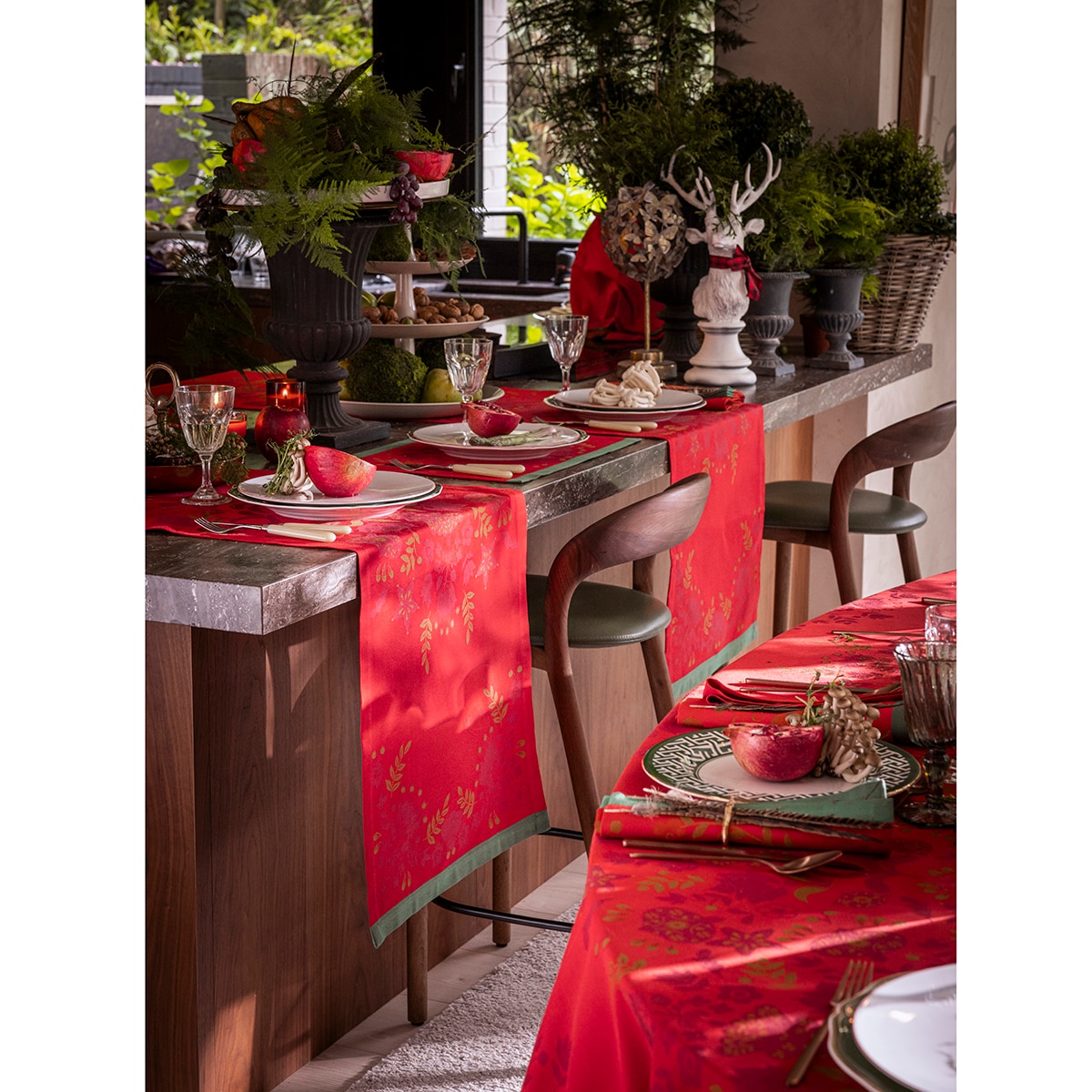 Caminho de Mesa de Algodão Féerie Vermelho-2