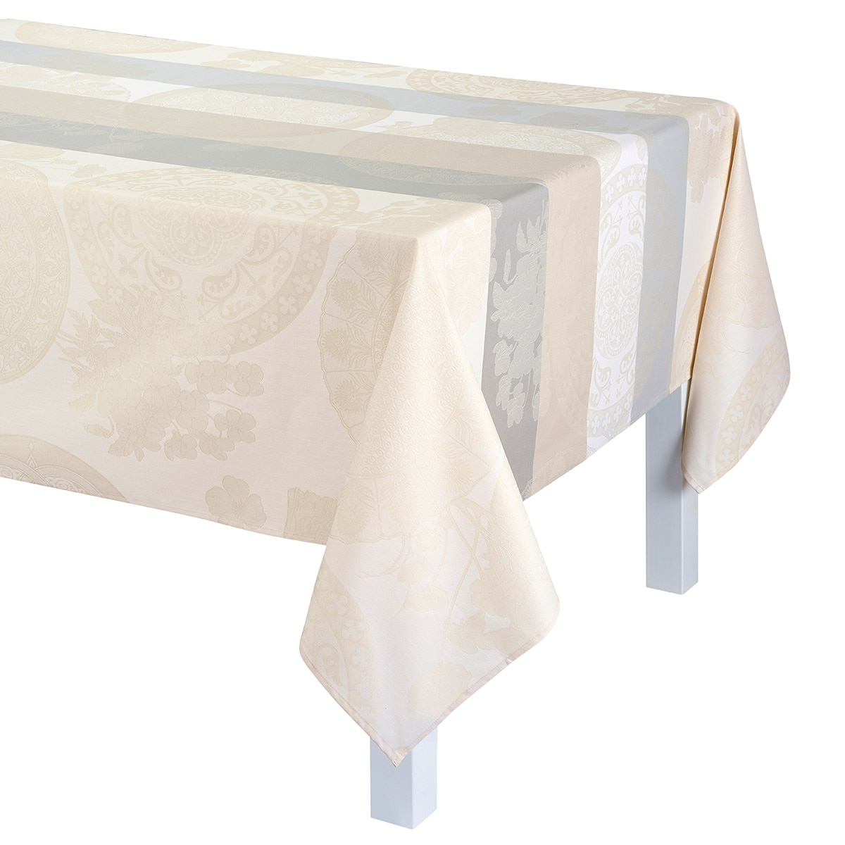 Toalha de mesa antimanchas resinada Fleurs Gourmand Cinzento-1