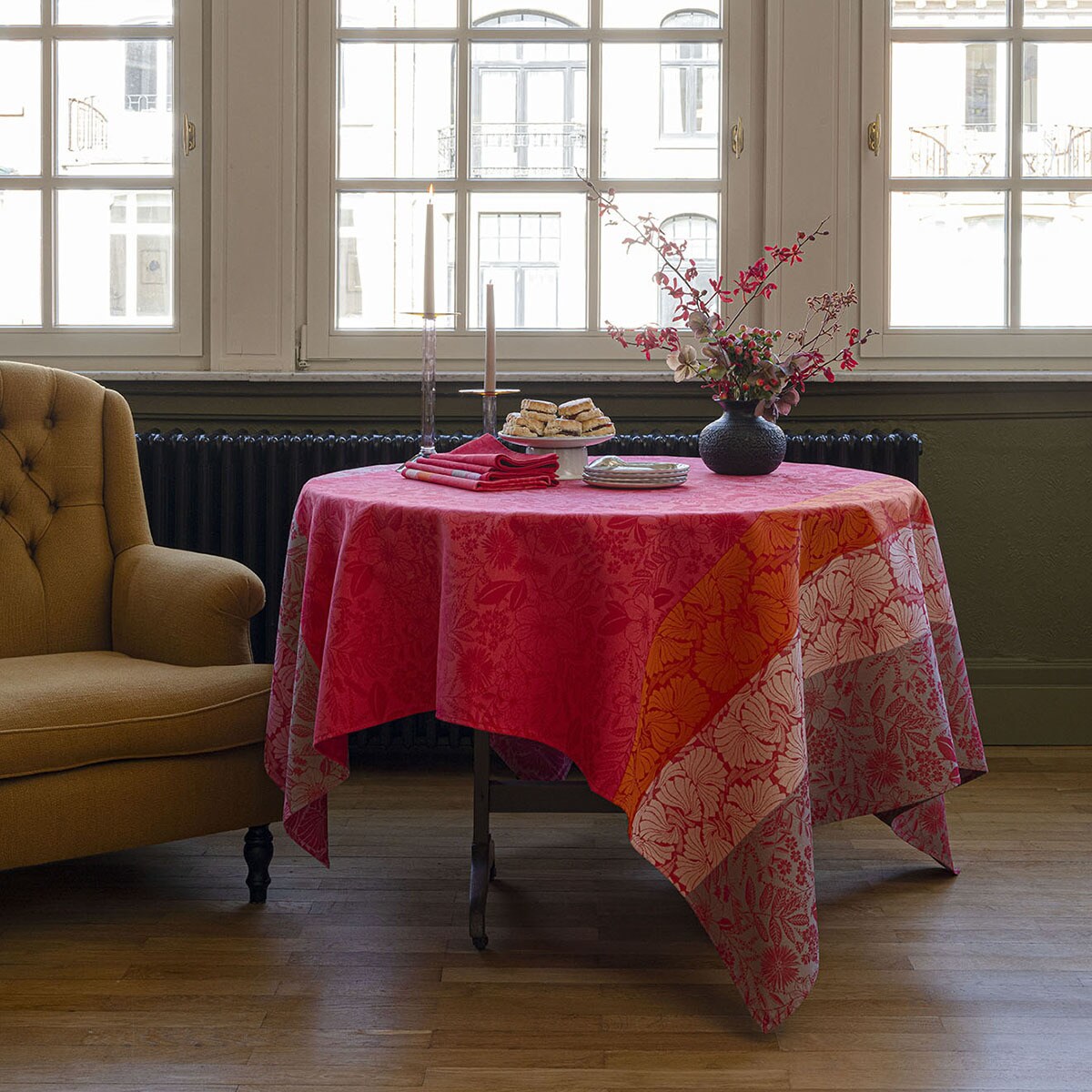 Toalha de Mesa Anti-manchas Algodão Cottage Rosa-2