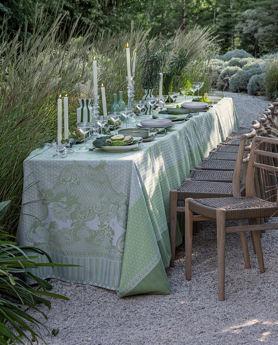 Mantel antimanchas jaquard floral - Verde Verde-2