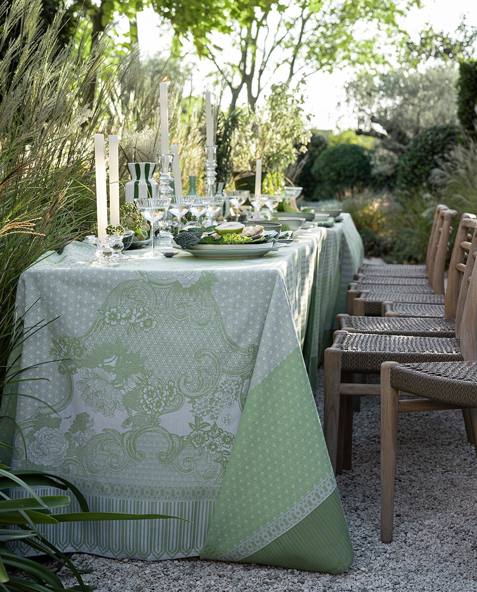 Mantel antimanchas jaquard floral - Verde Verde-3