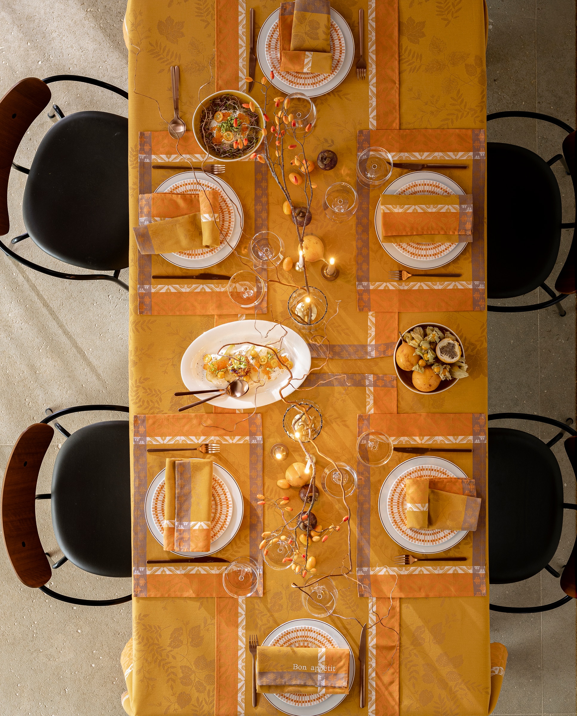 Toalha de Mesa Antinódoas Manor Lane de Algodão Laranja-3