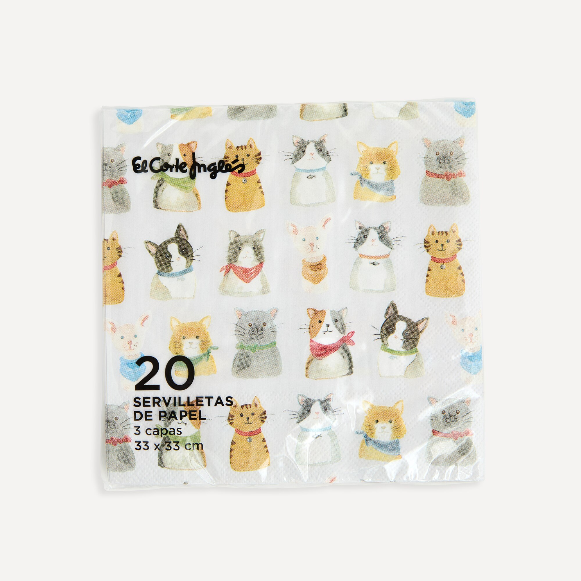 Pack de 20 Guardanapos de Papel Gatinhos Multicolor-2