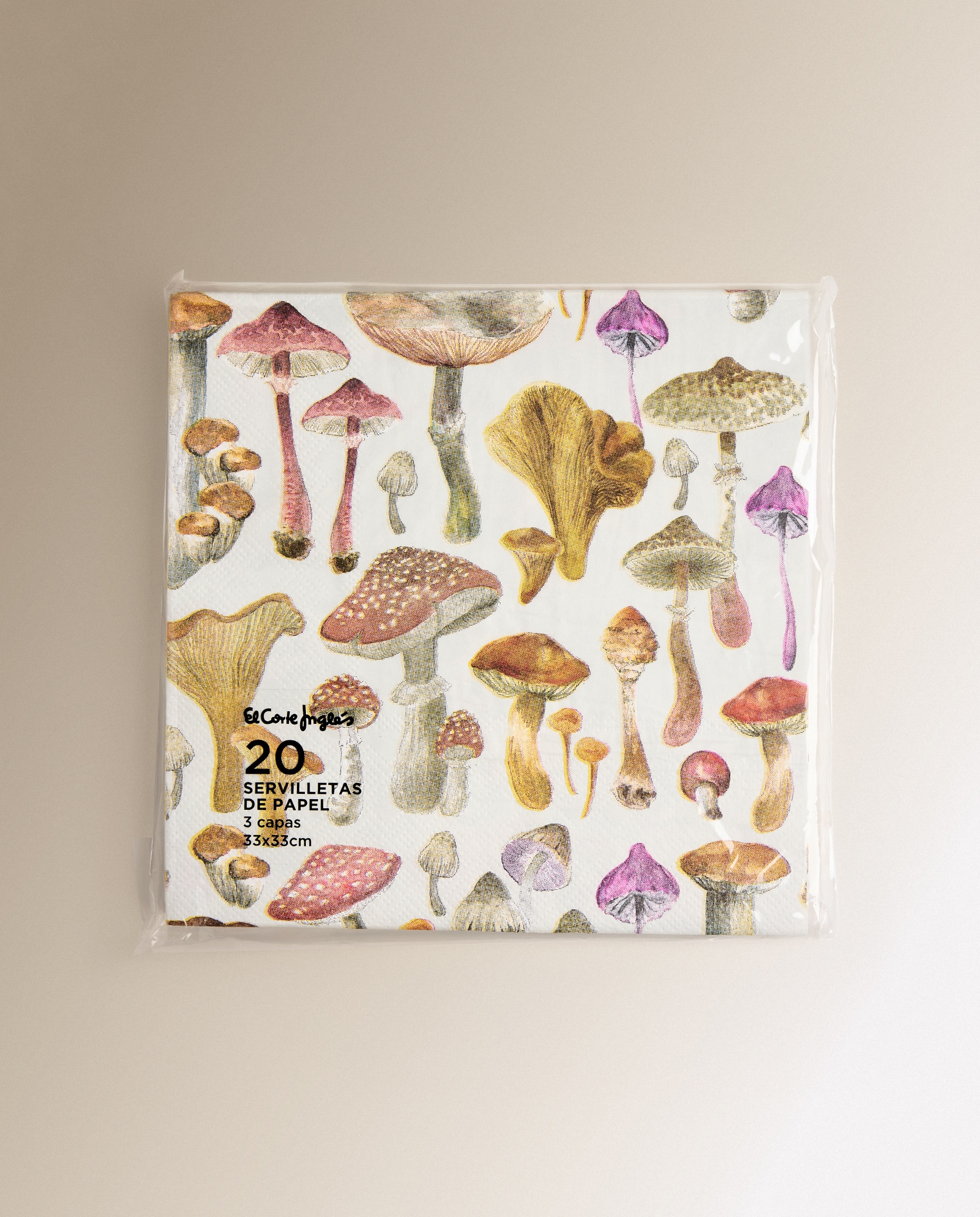Pack de 20 Guardanapos de Papel Micologia Bege-2