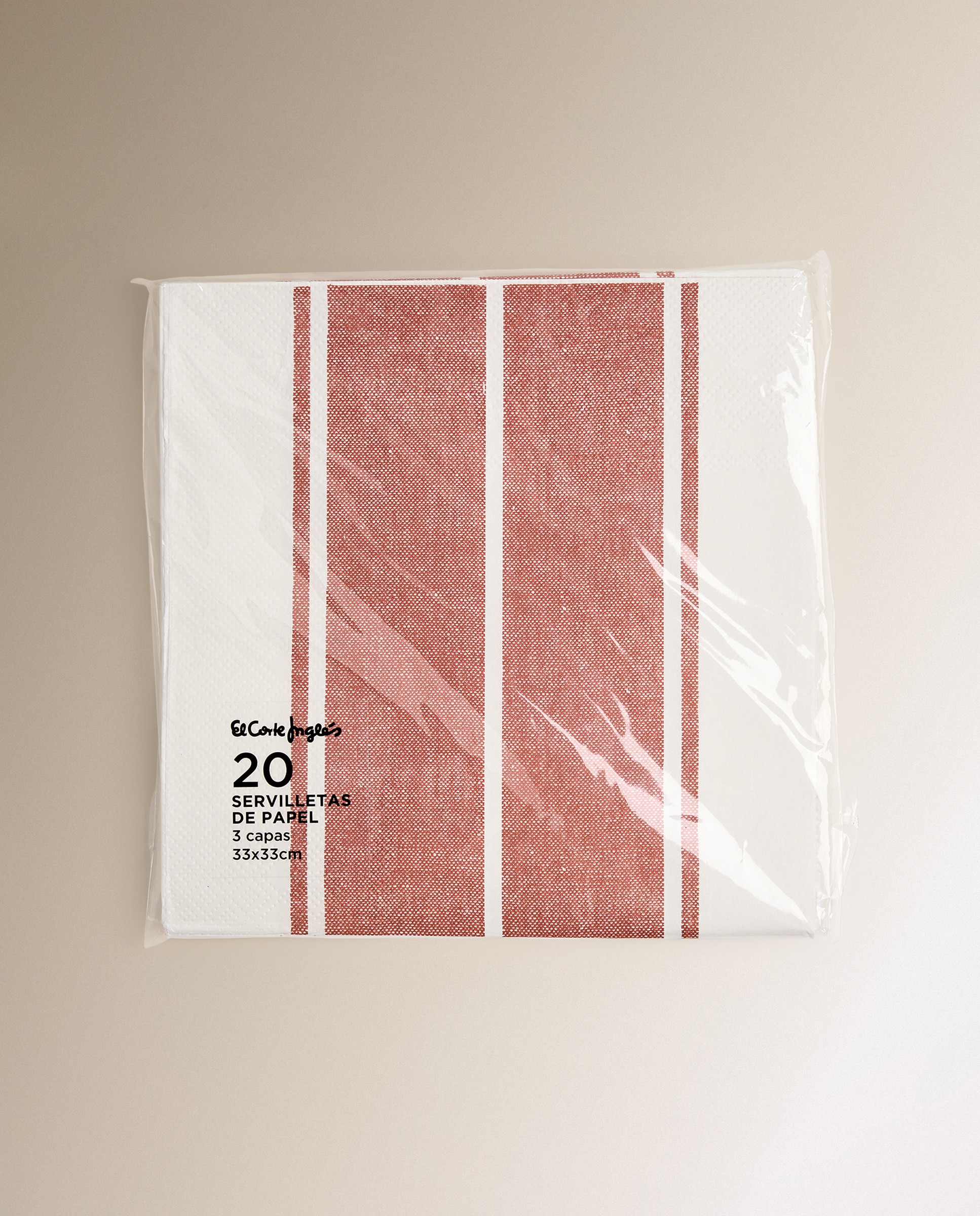 Pack de 20 Guardanapos de Papel Riscas Coral-2
