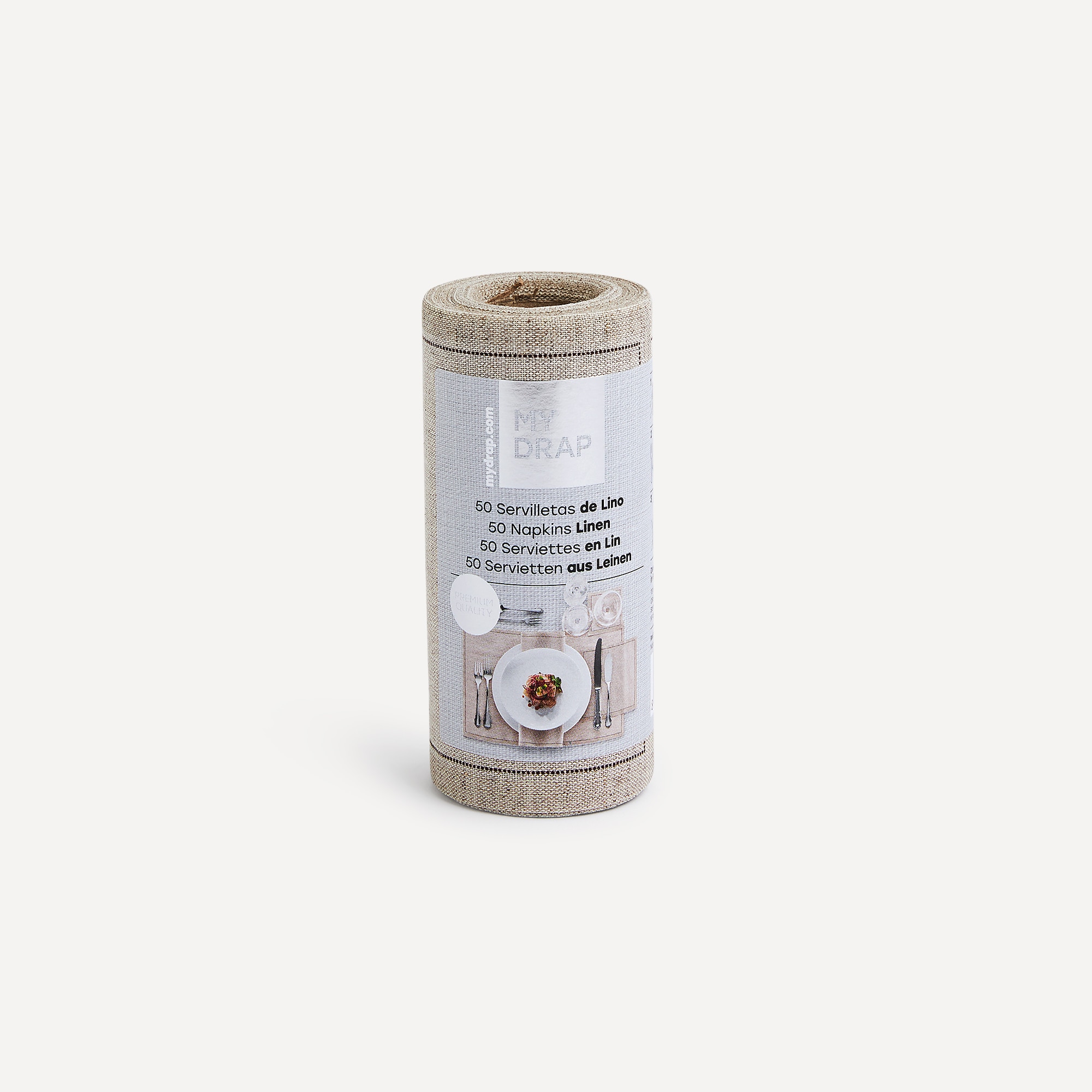 Rollo de 50 servilletas de cocktail Lino My Drap - Natural 11 x 11 cm Natural-3