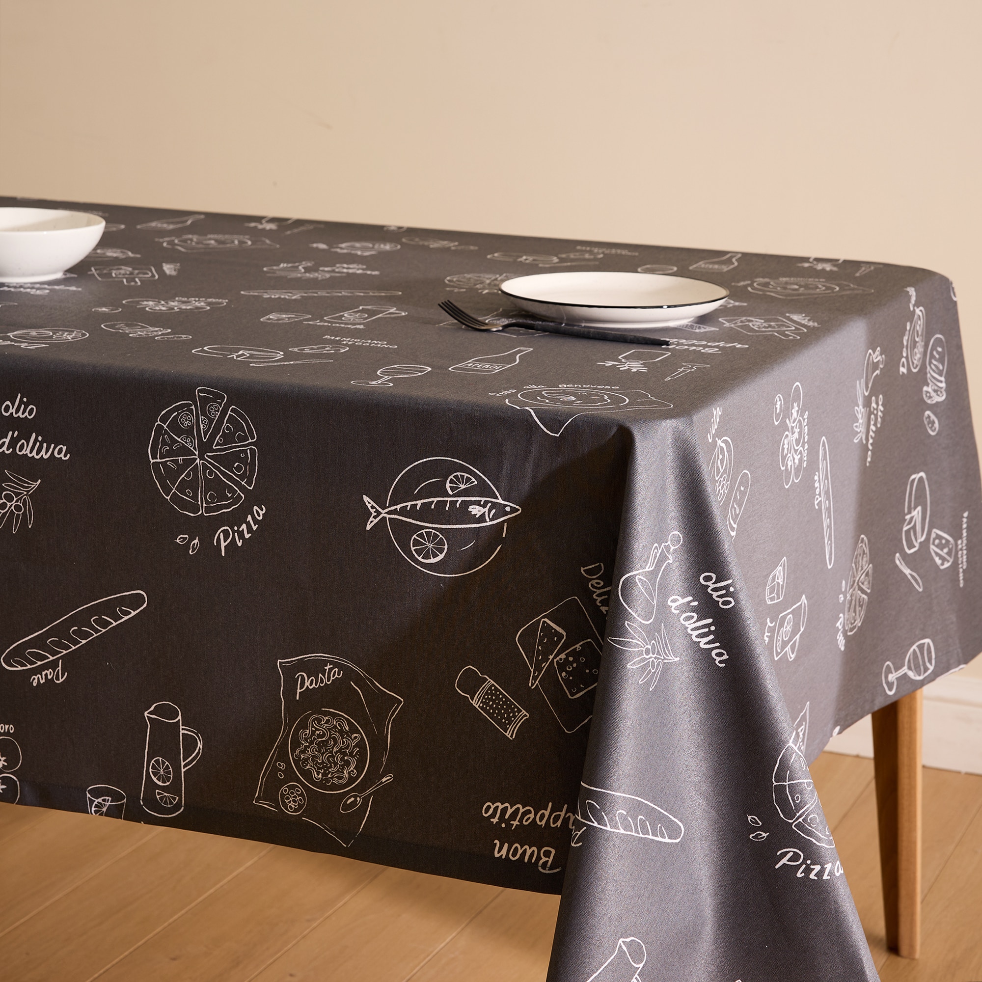 Toalha de Mesa Antinódoas Resinada Dinner Antracite-1