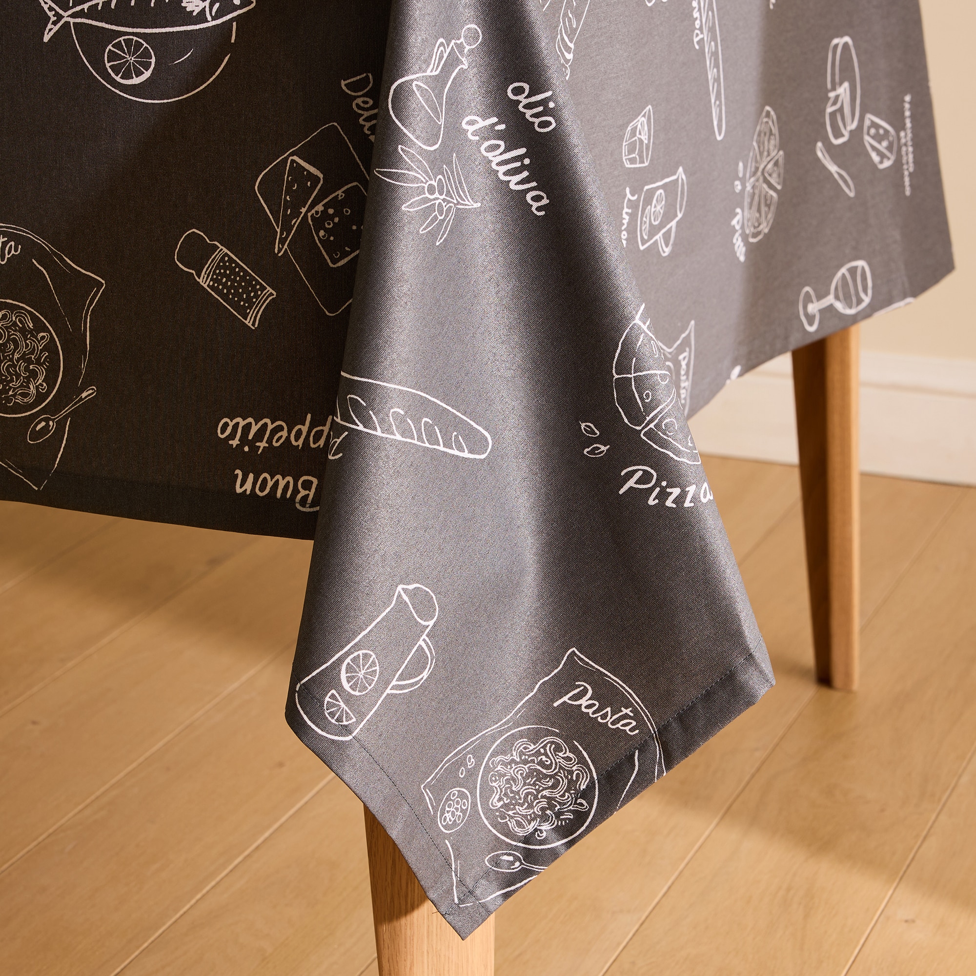 Toalha de Mesa Antinódoas Resinada Dinner Antracite-4