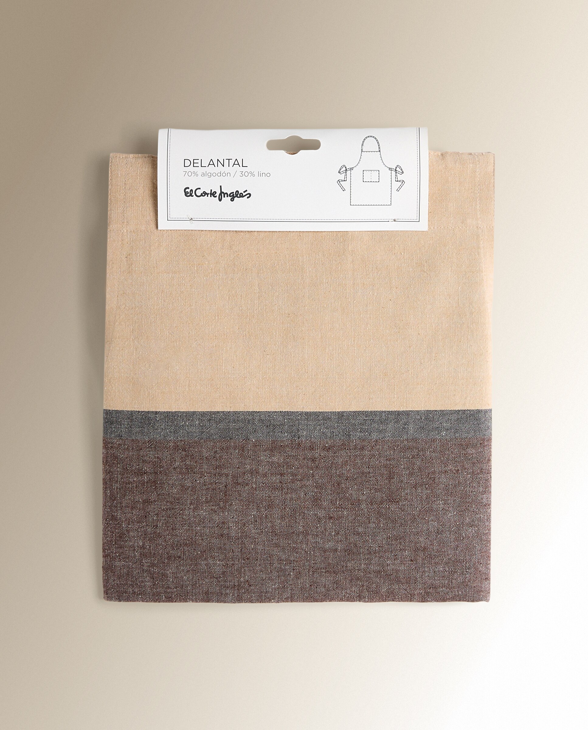 Delantal algodón y lino Aux - Beige Beige-4