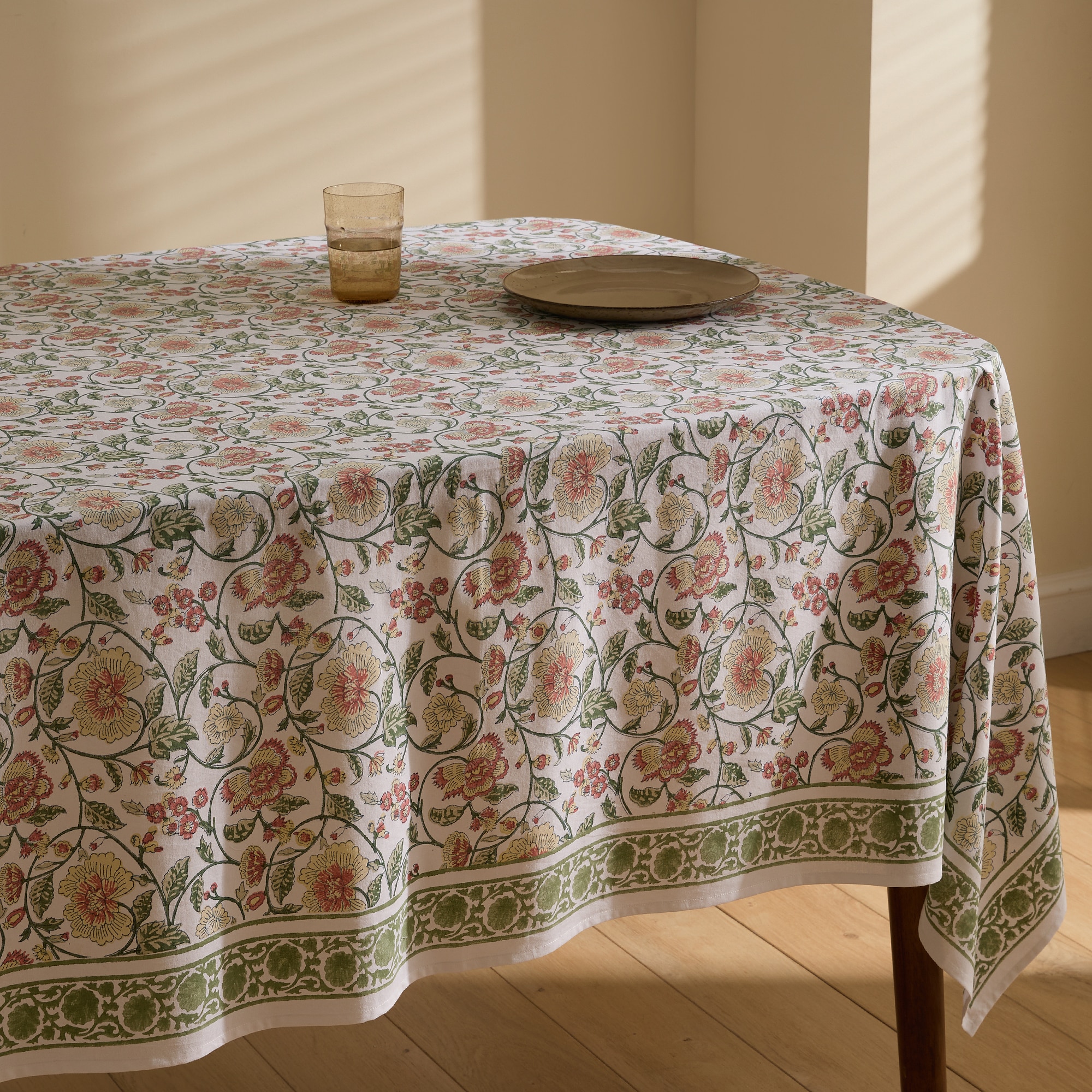 Toalha de Mesa de Algodão Patna Verde-1