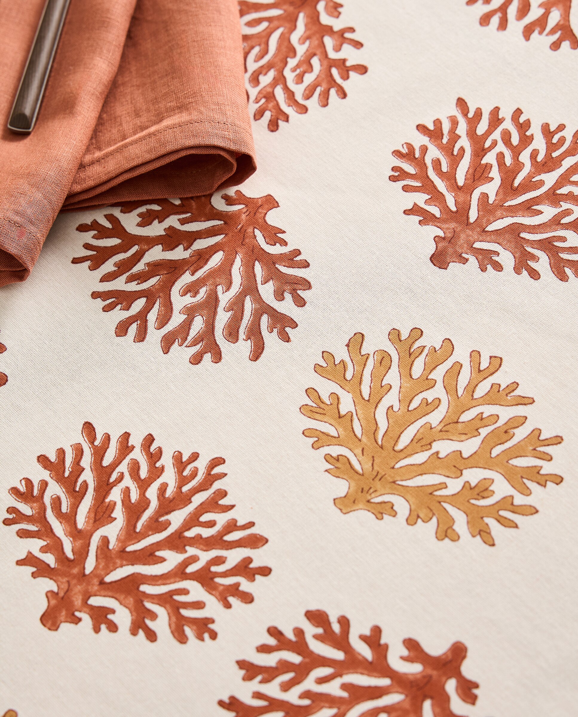 Toalha de Mesa de Algodão Blockprint Turqueta Multicolor-3