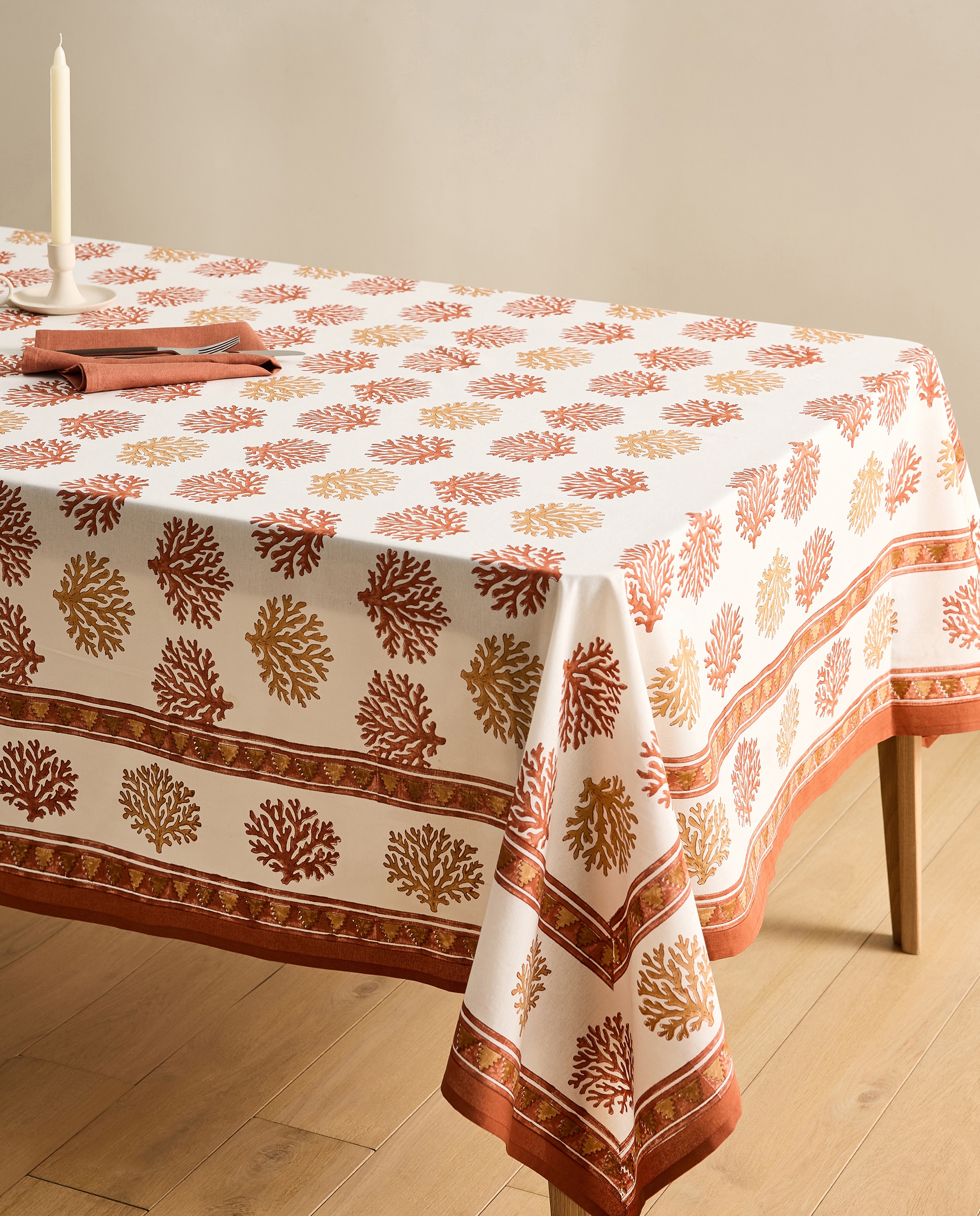 Imagem 0 de Toalha de Mesa de Algodão Blockprint Turqueta