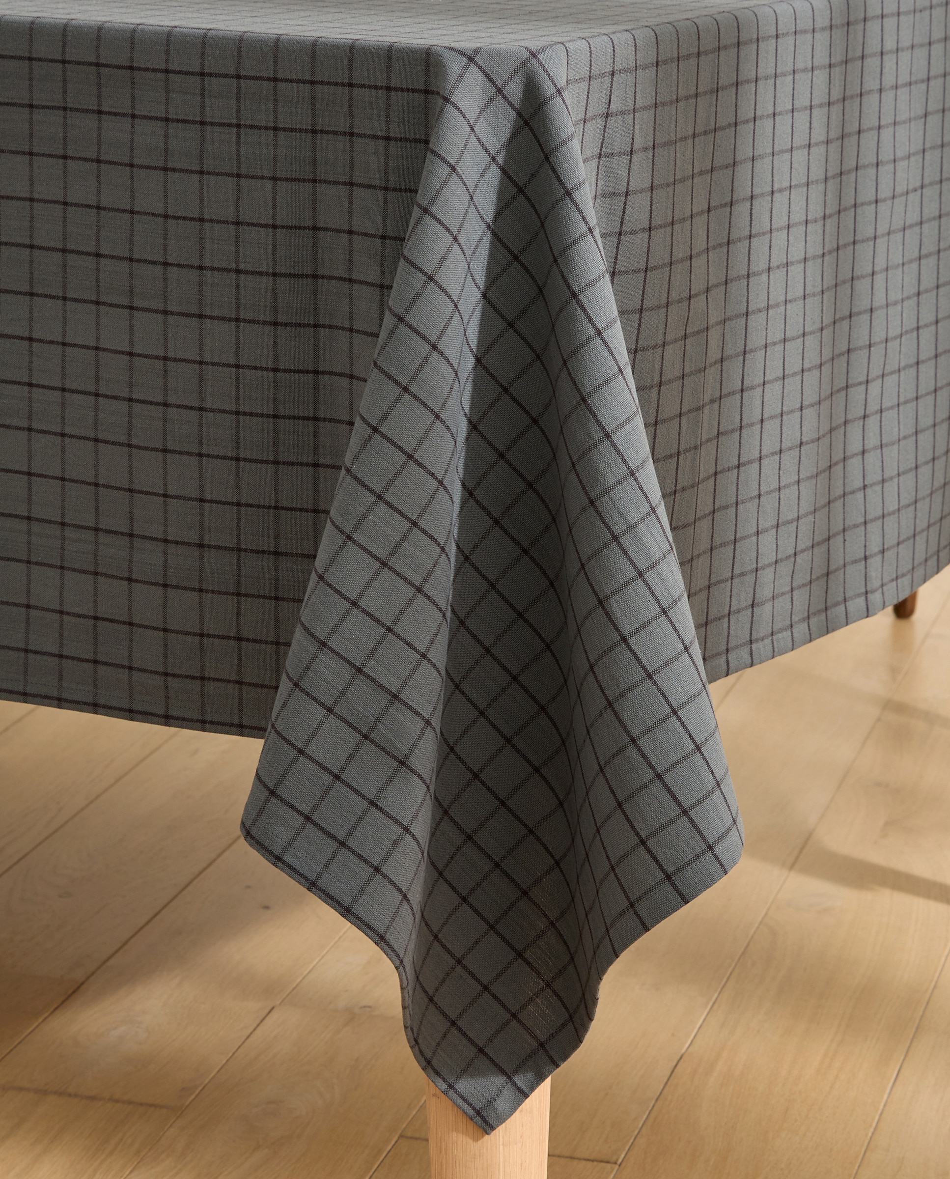 Toalha de Mesa em Algodão Charcoal Cinzento Antracite-4