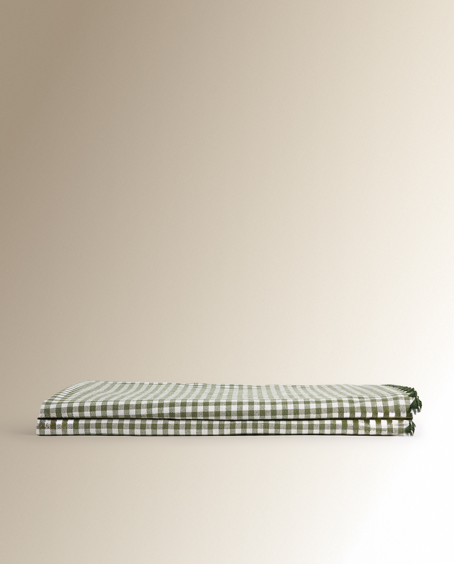 Mantel algodón y lino Vichy - Verde 170 x 170 cm Verde-2