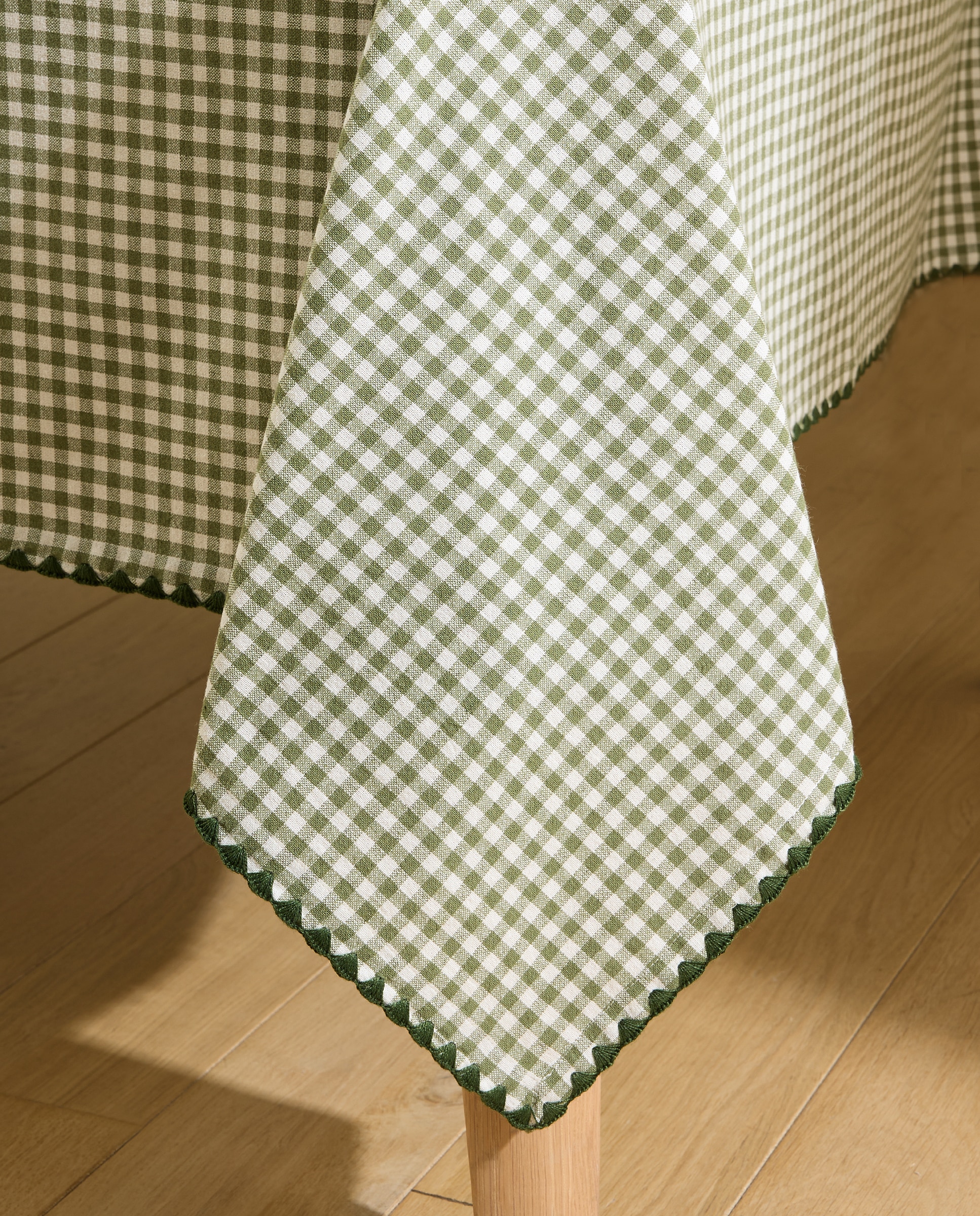 Mantel algodón y lino Vichy - Verde 170 x 170 cm Verde-4