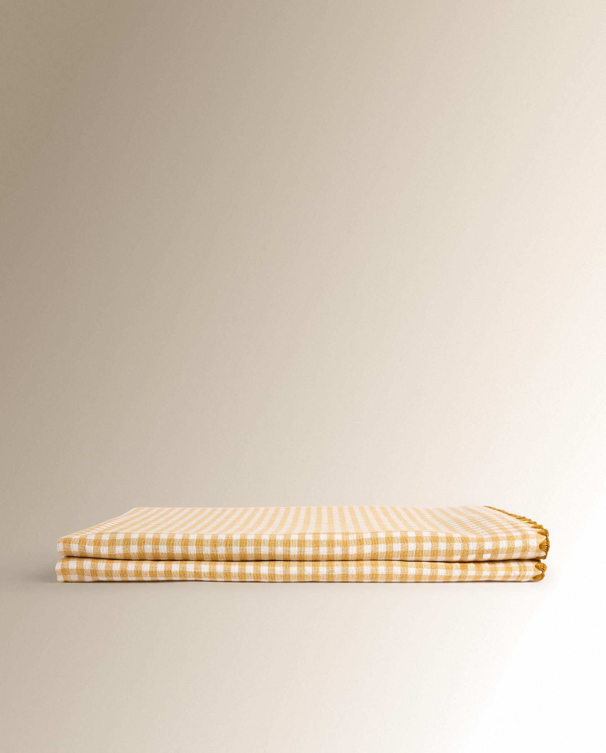 Mantel algodón y lino Vichy - Mostaza 170 x 250 cm Mostaza-2