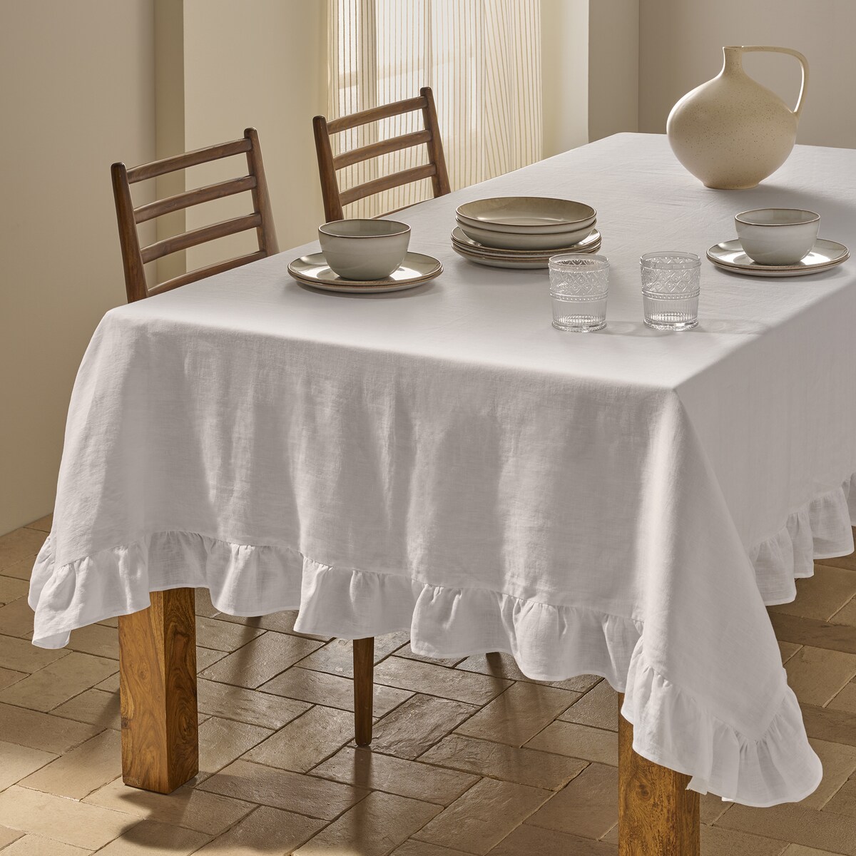 Toalha de Mesa de Algodão Lua Branco-4
