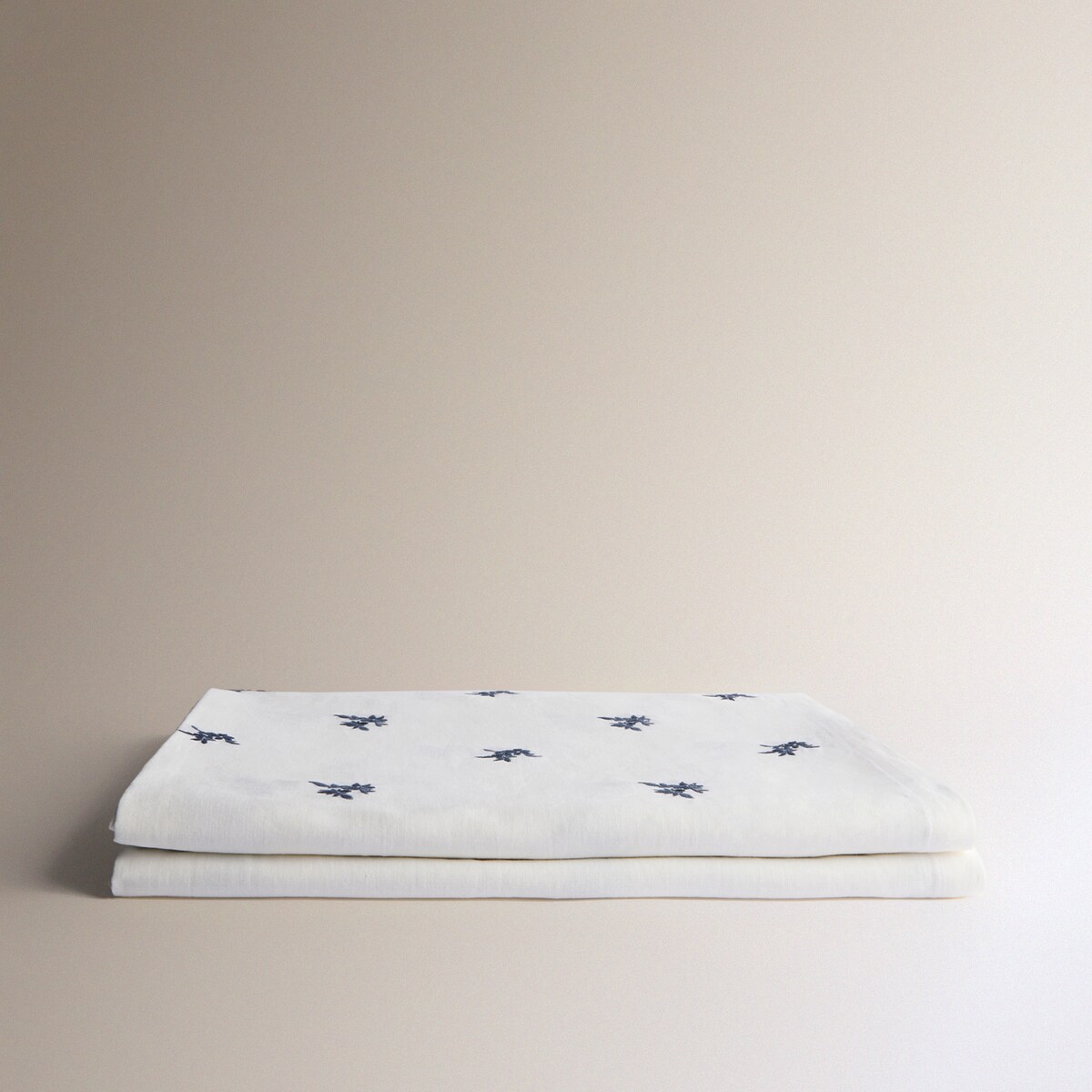 Toalha de Mesa de Linho e Algodão Flowers Azul-2