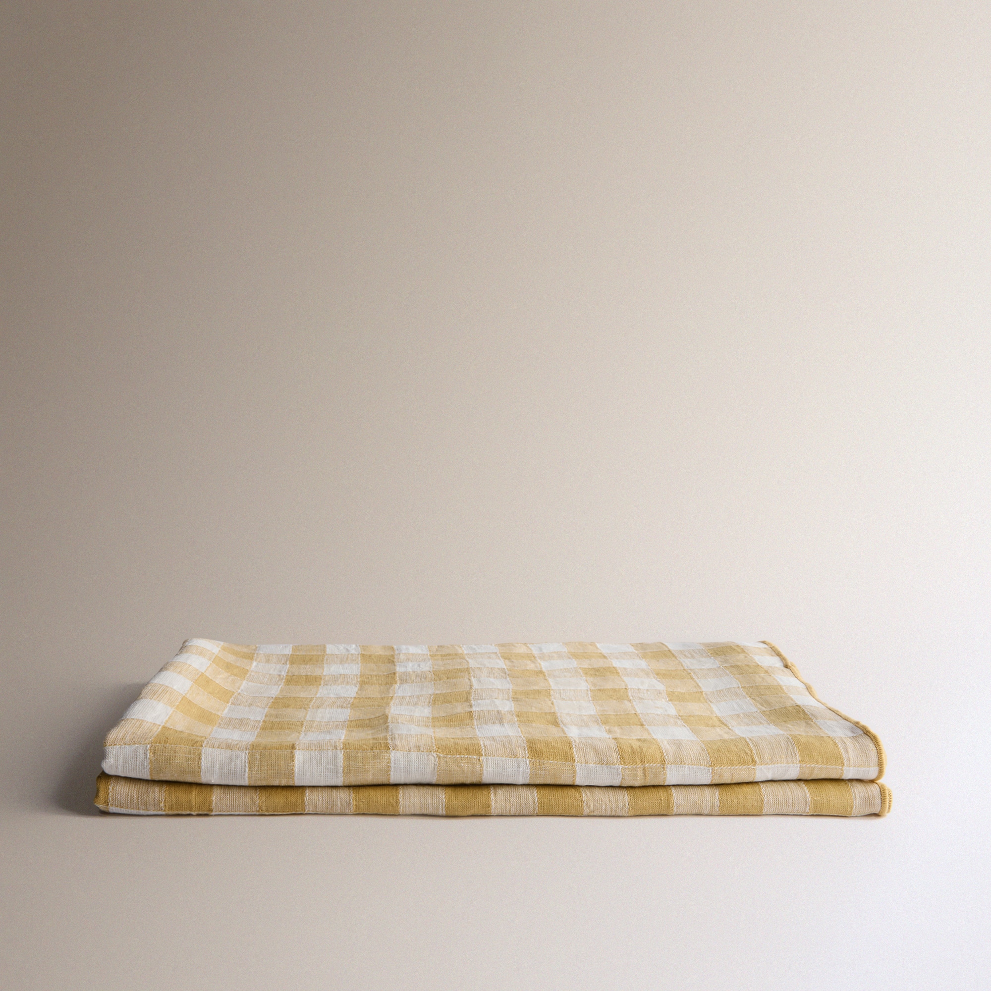 Toalha de Mesa de Linho Vichy Mostarda-2