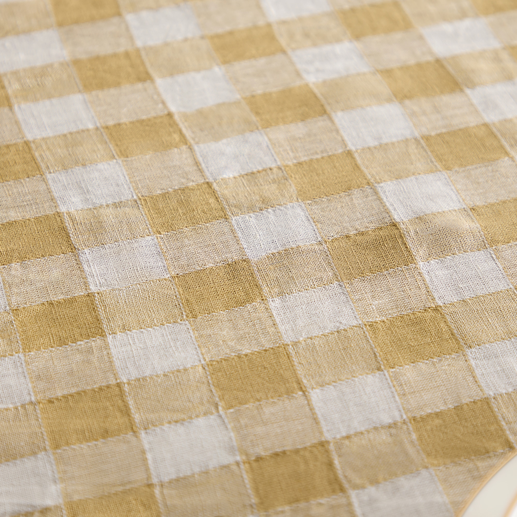 Toalha de Mesa de Linho Vichy Mostarda-3