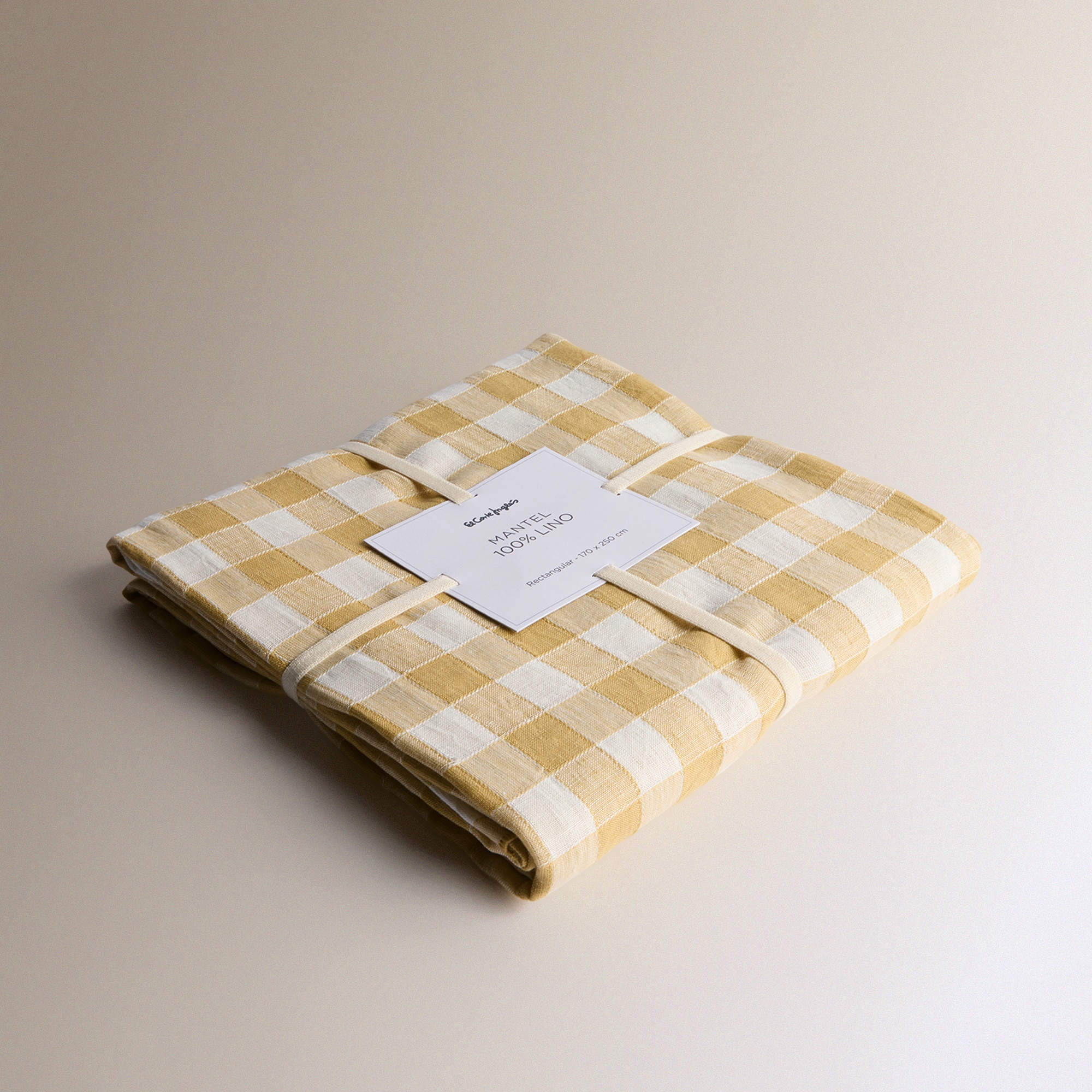 Toalha de Mesa de Linho Vichy Mostarda-5