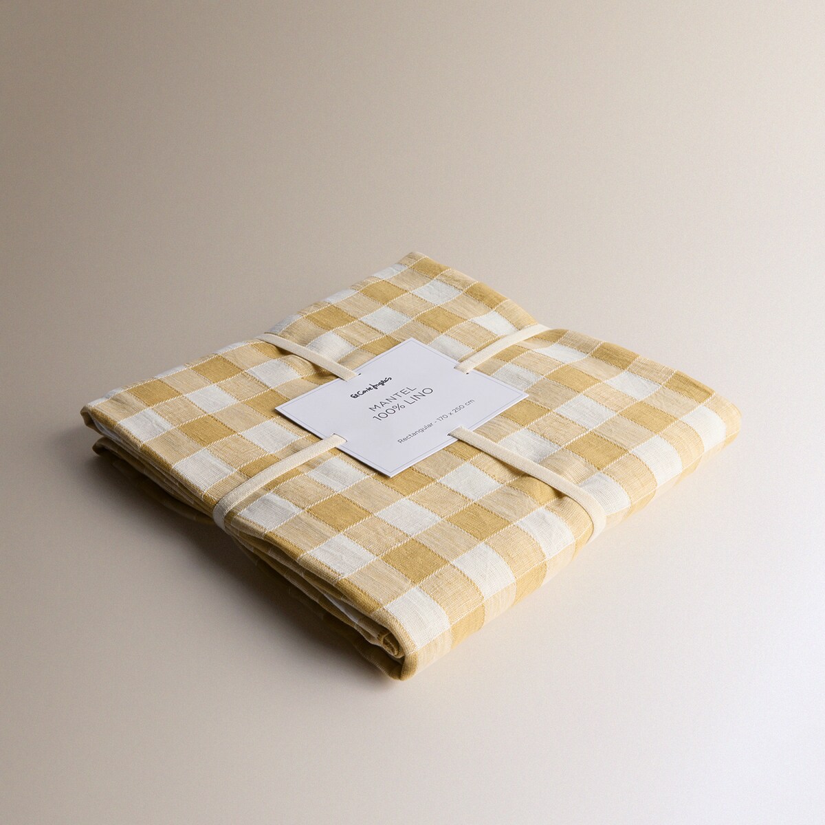 Mantel lino Vichy Mostaza-5