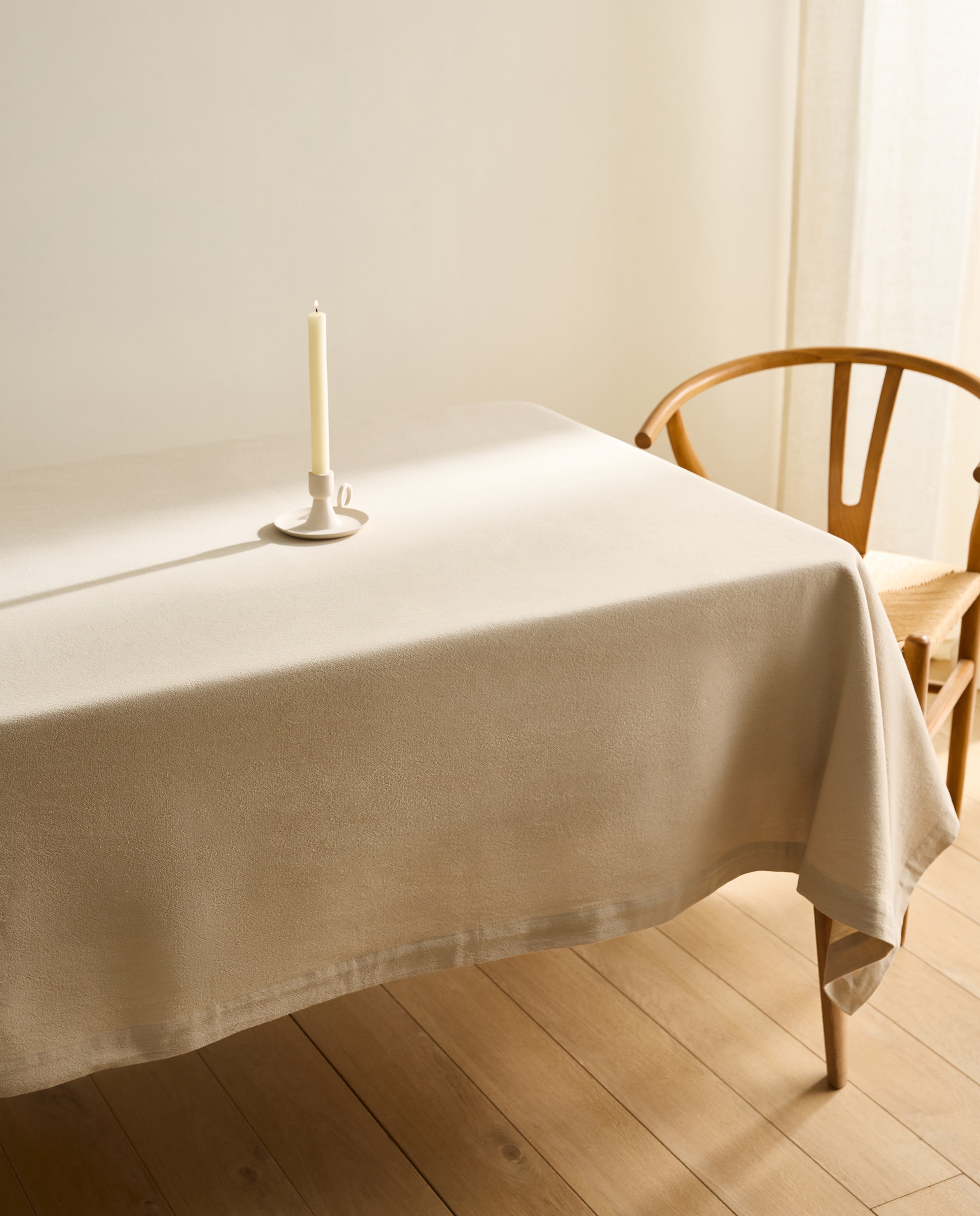 Imagen 1 de Mantel Algodón Lavado - Beige 170 x 170 cm Beige