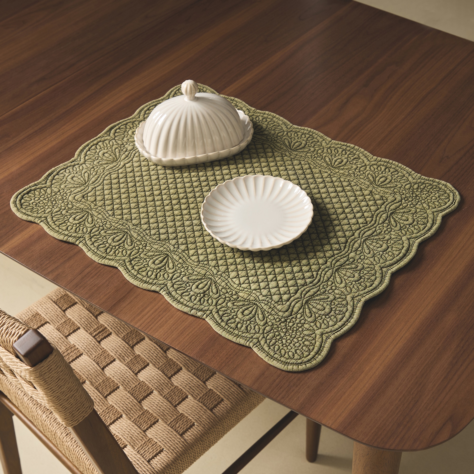Mantel individual algodón Lyon - Verde 40 x 50 cm Verde-1