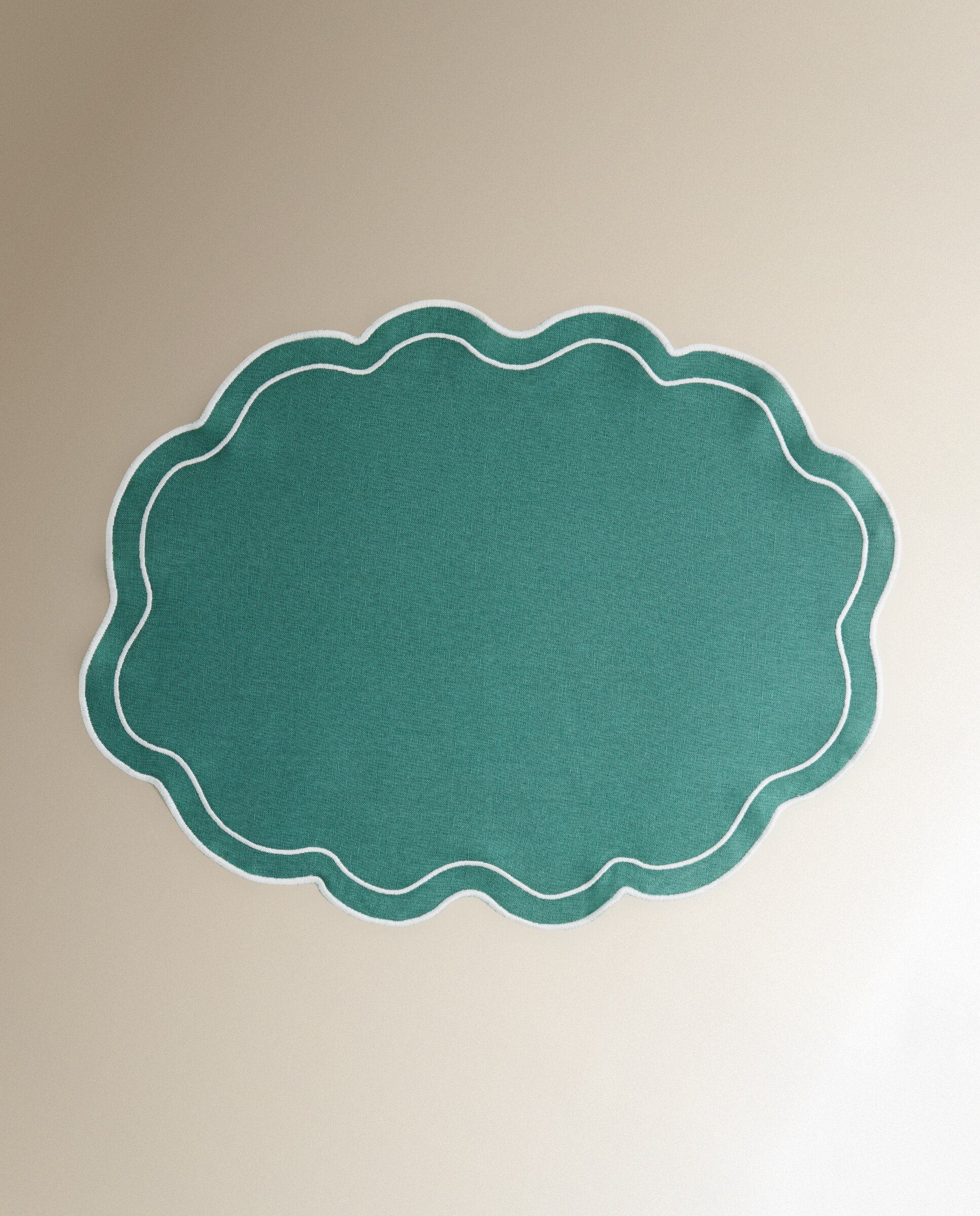 Mantel individual lino y algodón Ondas - Turquesa 40 x 50 cm Turquesa-2