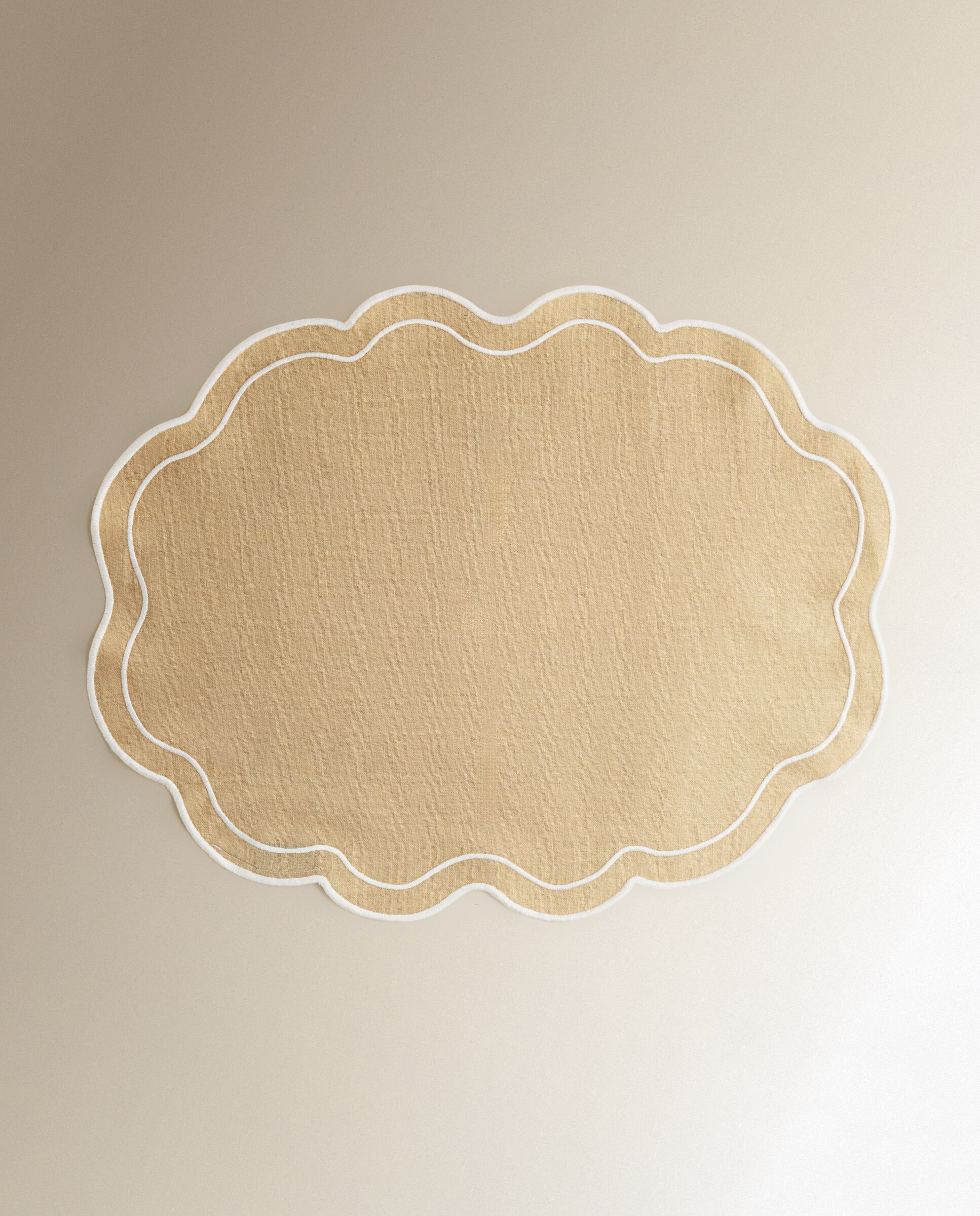 Mantel individual lino y algodón Ondas - Beige 40 x 50 cm Beige-2