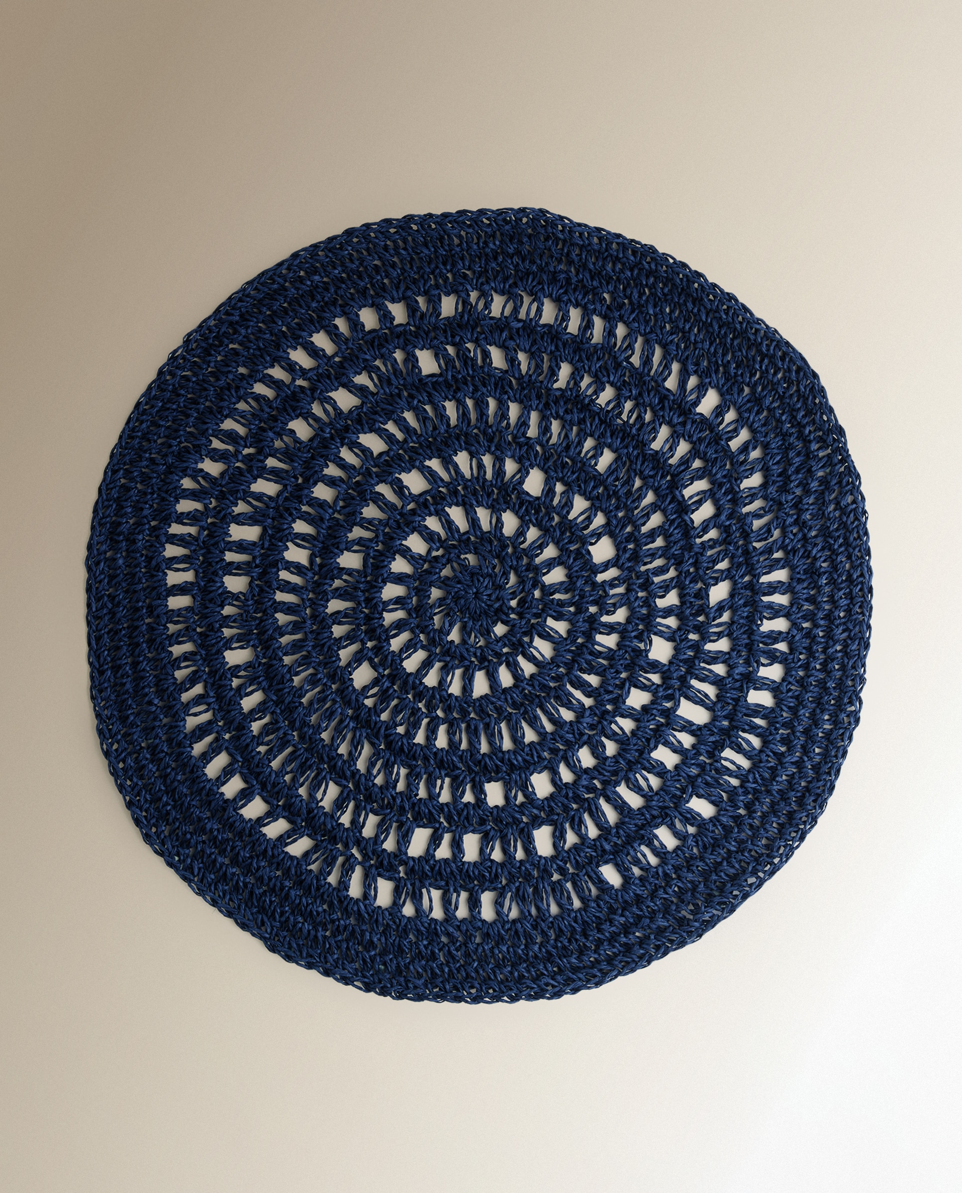 Mantel individual redondo Crochet - Azul Diámetro 38 cm Azul-2