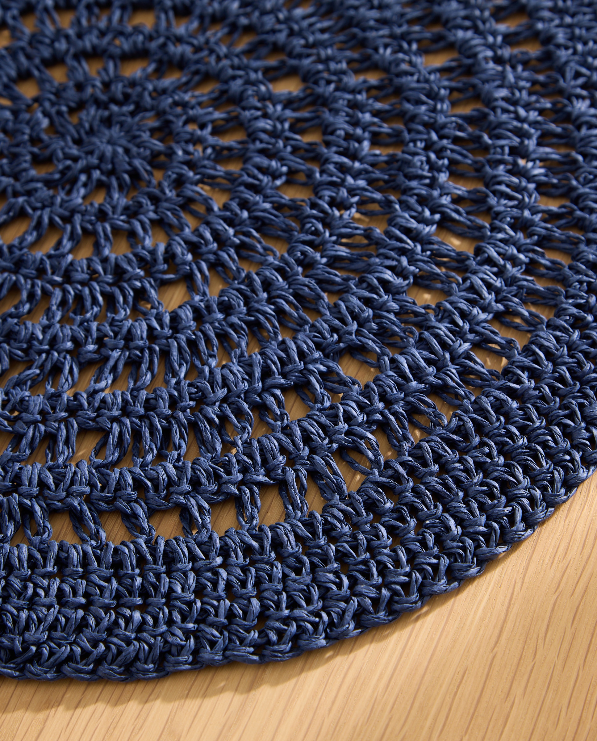 Mantel individual redondo Crochet - Azul Diámetro 38 cm Azul-3