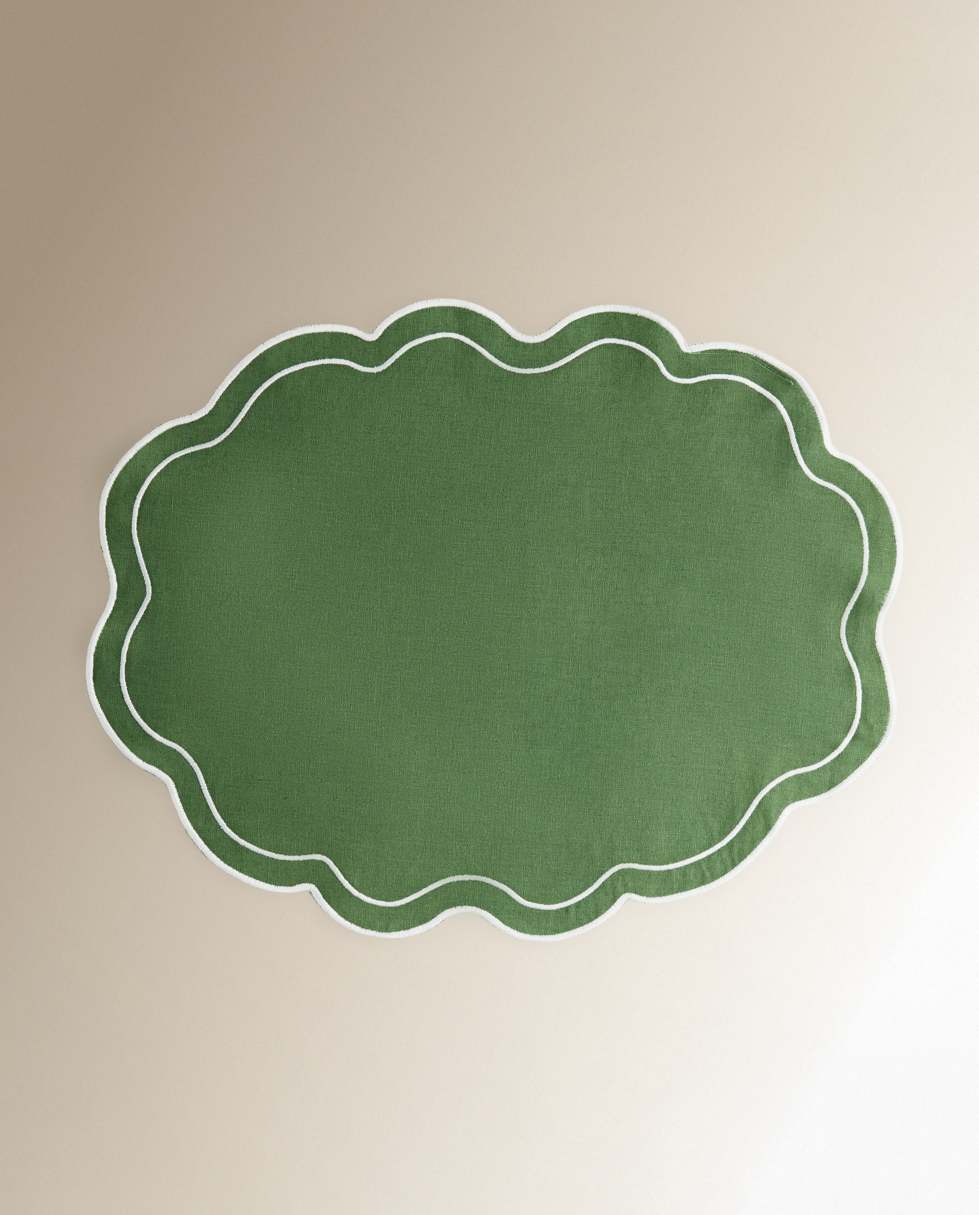 Mantel individual lino y algodón Ondas - Verde 40 x 50 cm Verde-2