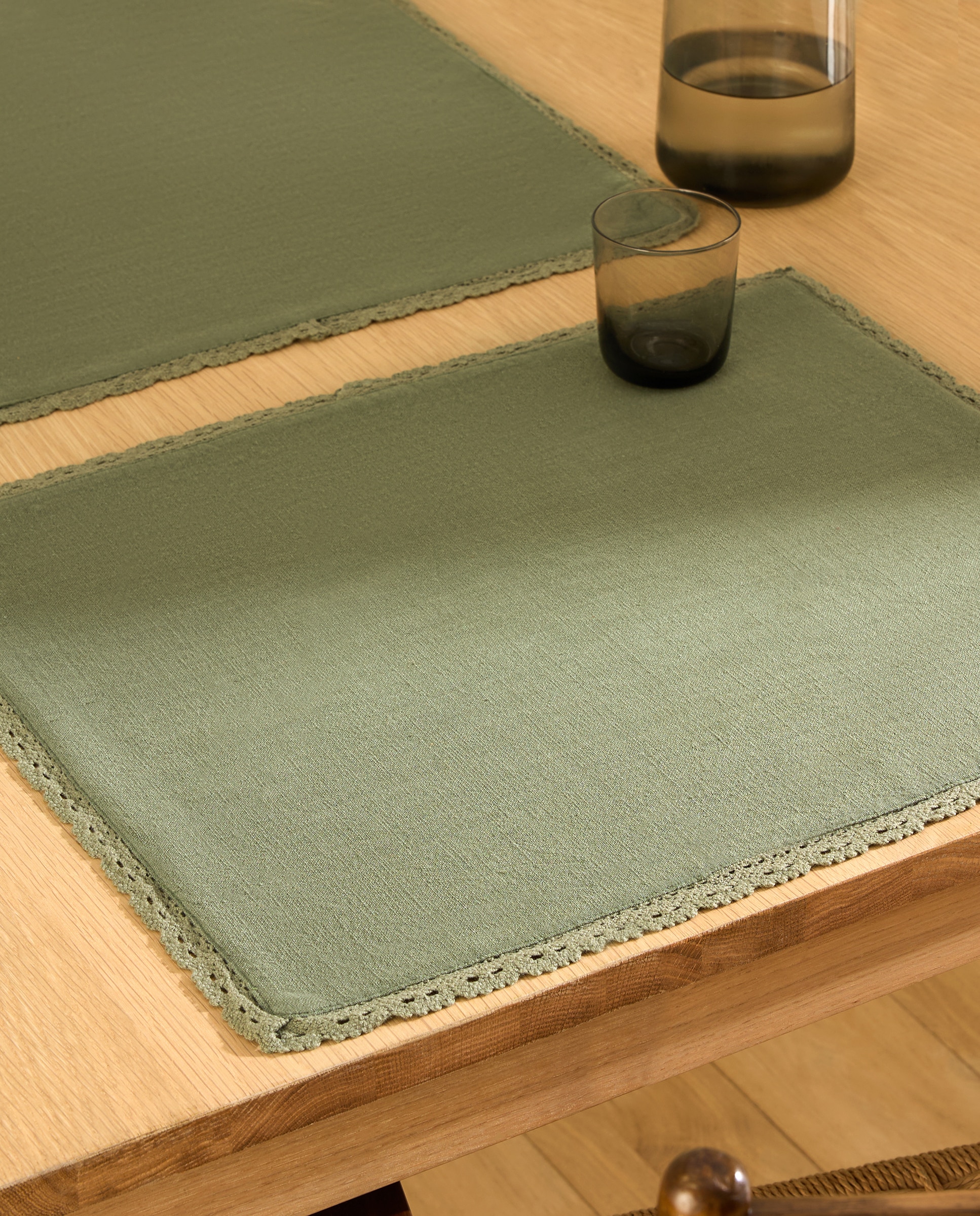 Set 2 manteles individuales algodón Lace - Verde 40 x 50 cm Verde-1