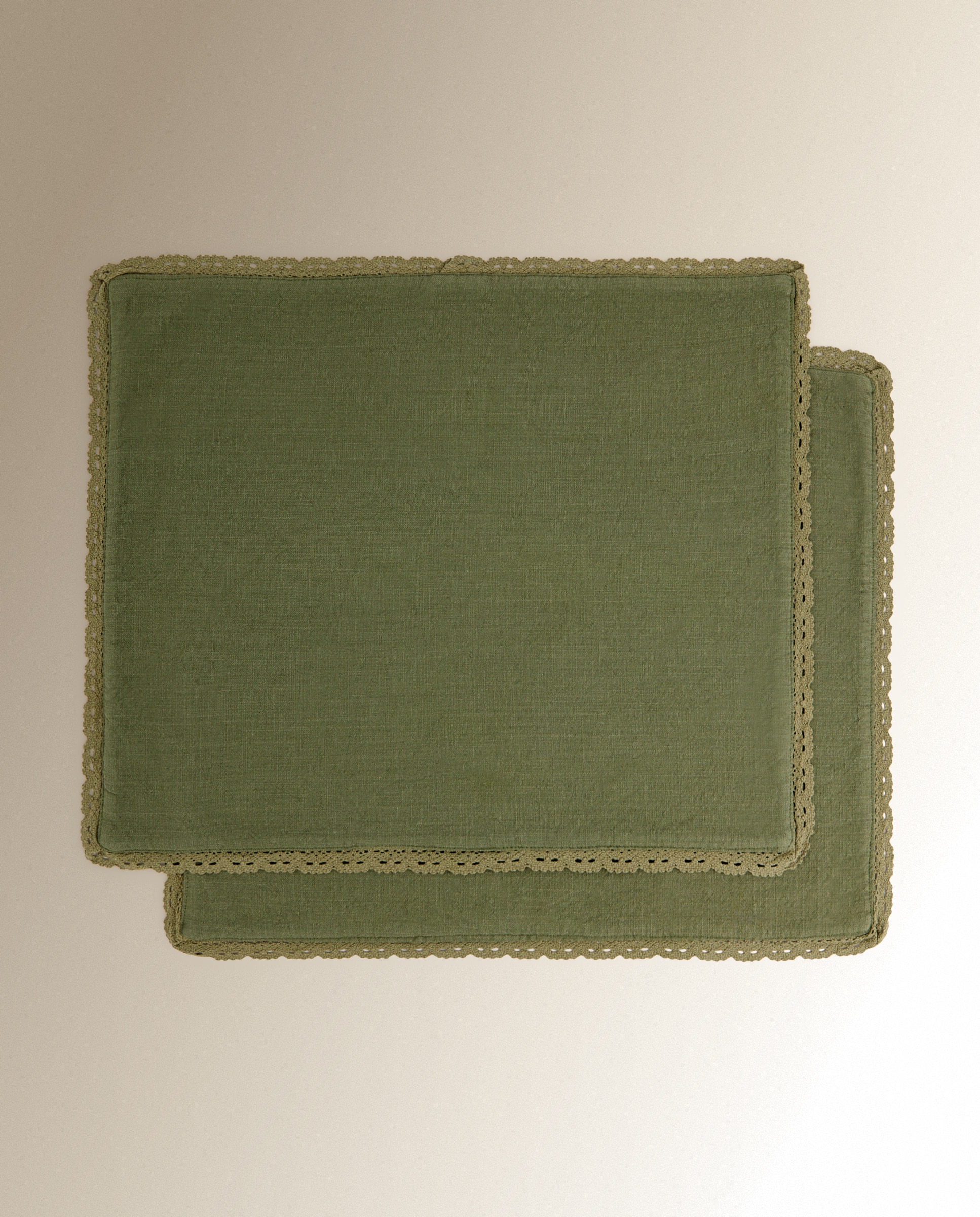 Set 2 manteles individuales algodón Lace - Verde 40 x 50 cm Verde-2