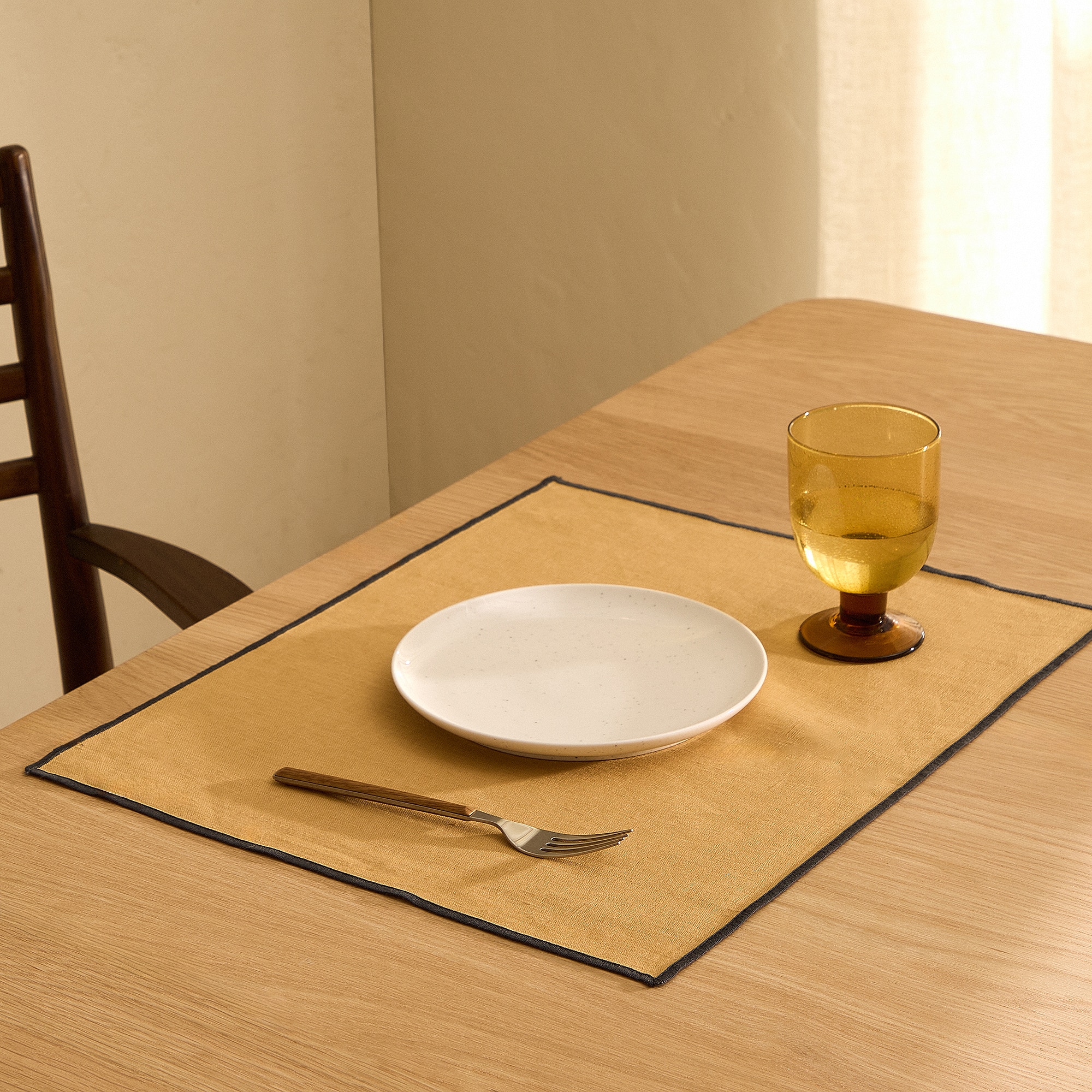 Set 2 manteles individuales lino Net - Mostaza 40 x 50 cm Mostaza-1