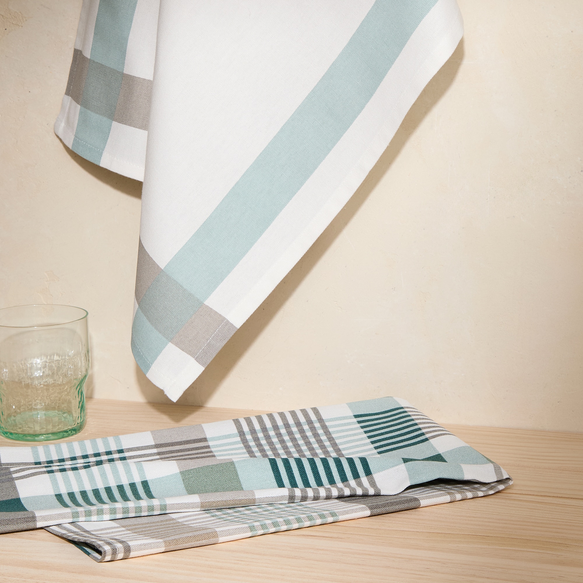 Conjunto de 2 Panos de Sarja de Algodão Dylan Taupe-1