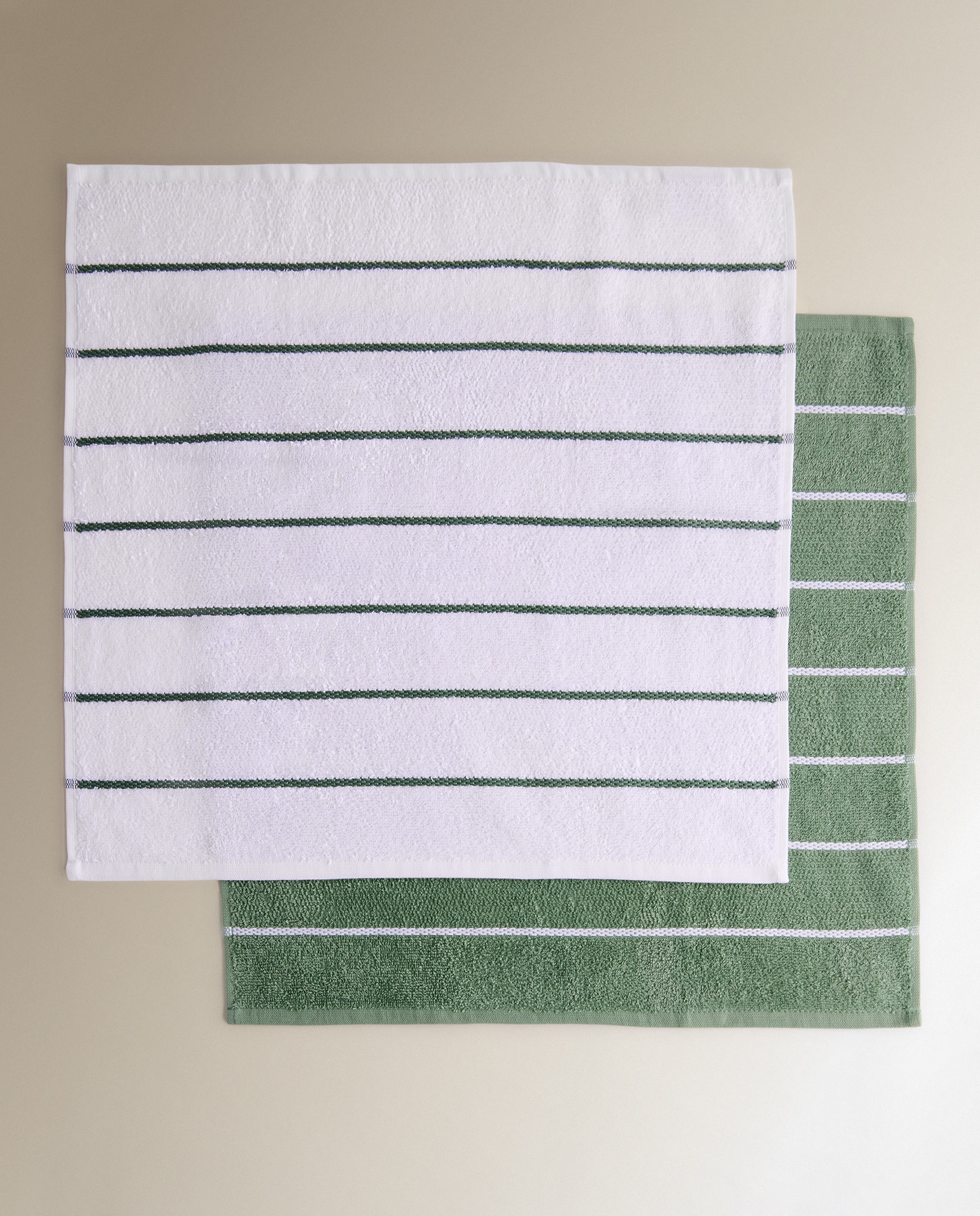 Conjunto de 2 Panos de Tecido Turco de Algodão Nest Verde-5