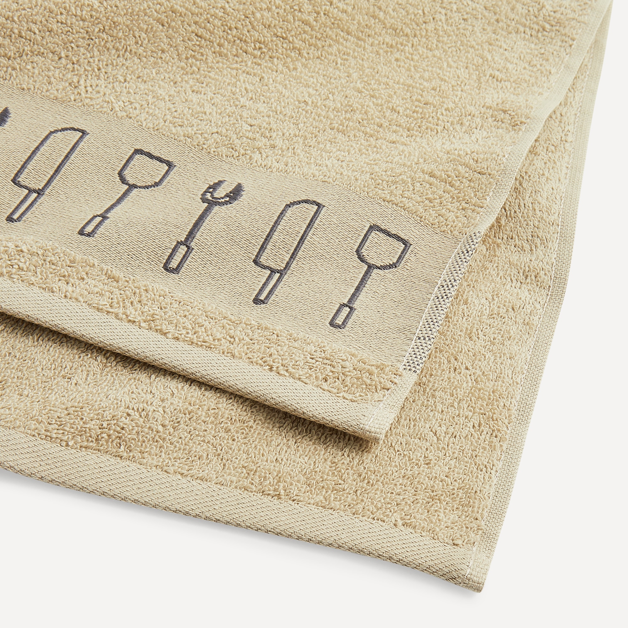 Conjunto de 2 Panos de Tecido Turco de Algodão Carve Taupe-4