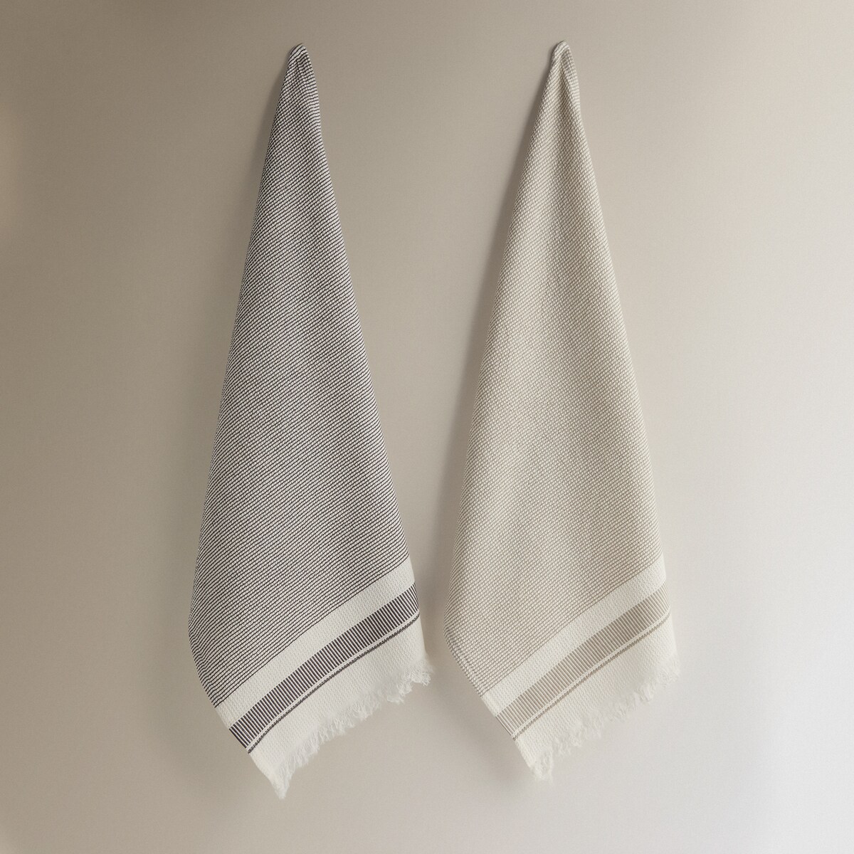 Conjunto de 2 Panos de Tecido Turco de Algodão Lora Bege-2