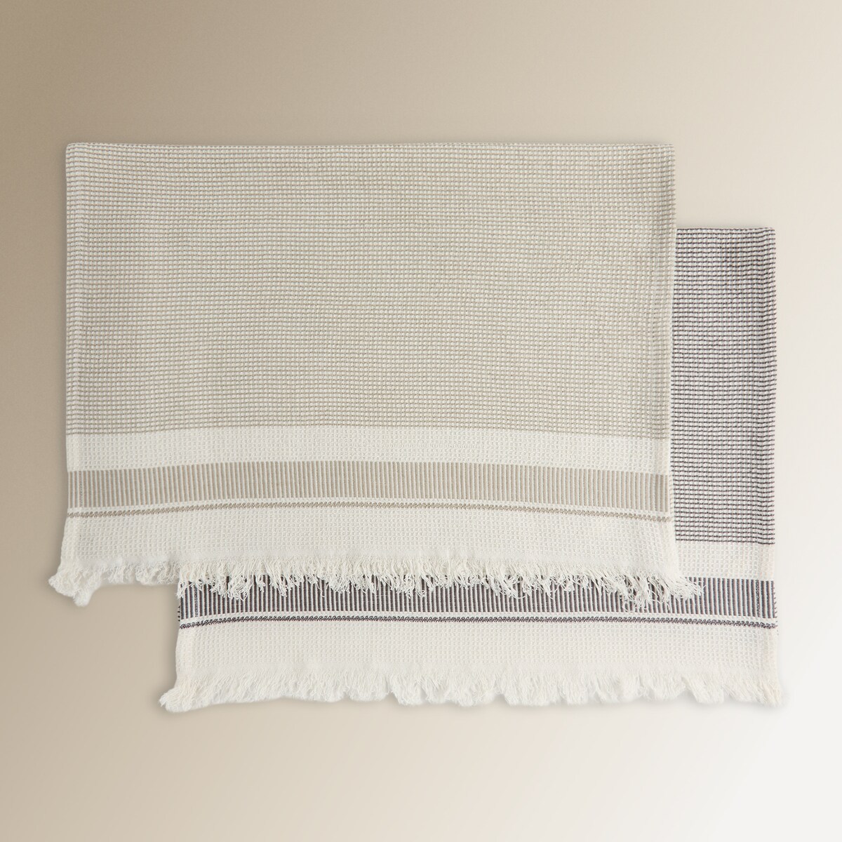 Conjunto de 2 Panos de Tecido Turco de Algodão Lora Bege-5