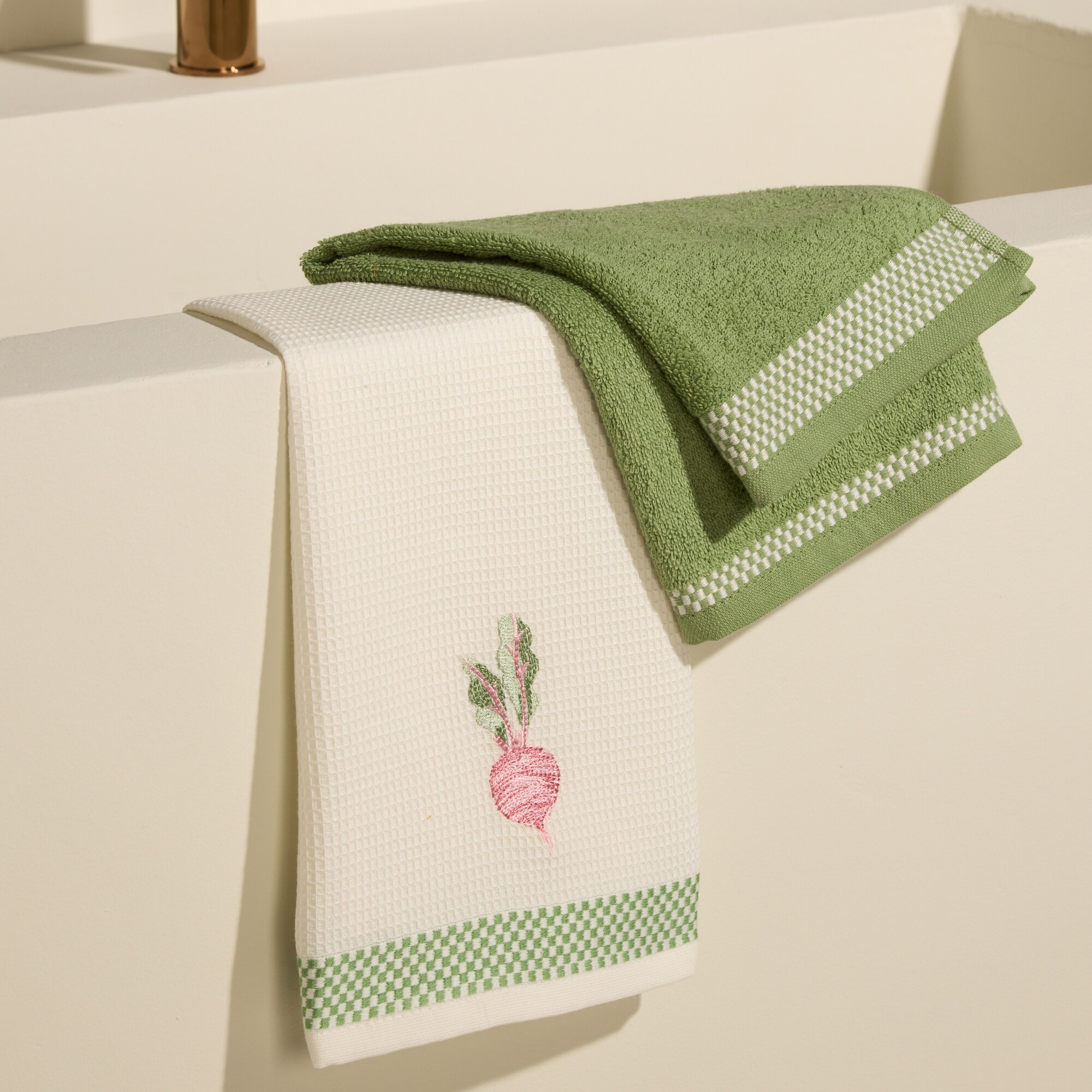 Conjunto de 2 Panos de Cozinha de Algodão Rabanete Multicolor-1