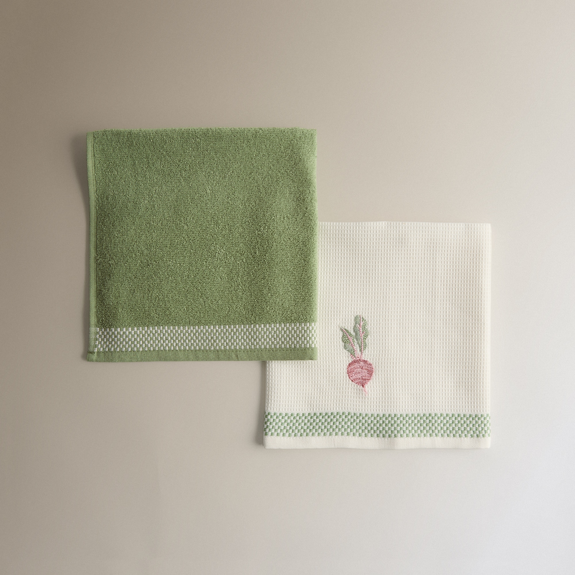 Conjunto de 2 Panos de Cozinha de Algodão Rabanete Multicolor-4