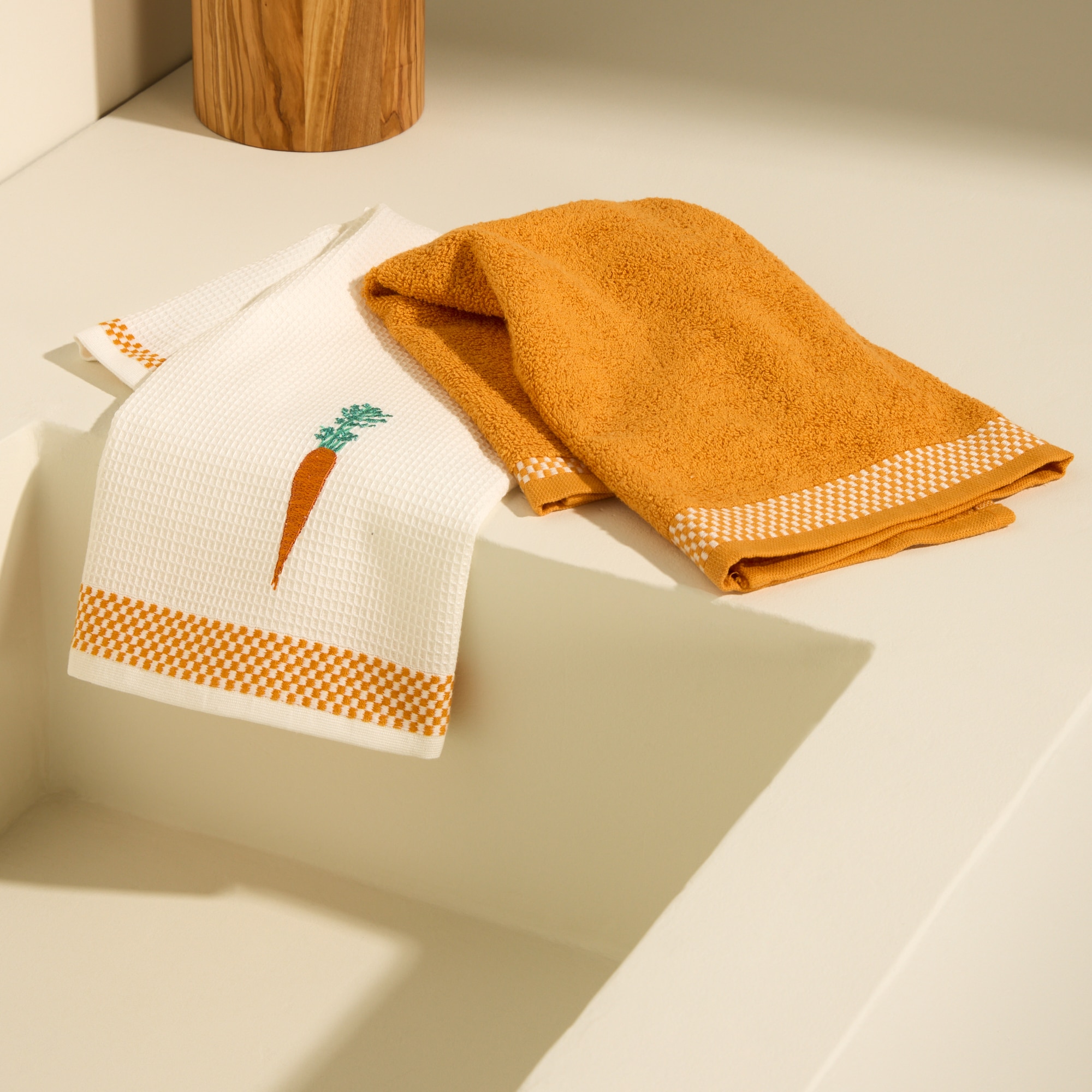 Conjunto de 2 Panos de Cozinha de Algodão Cenoura Multicolor-1