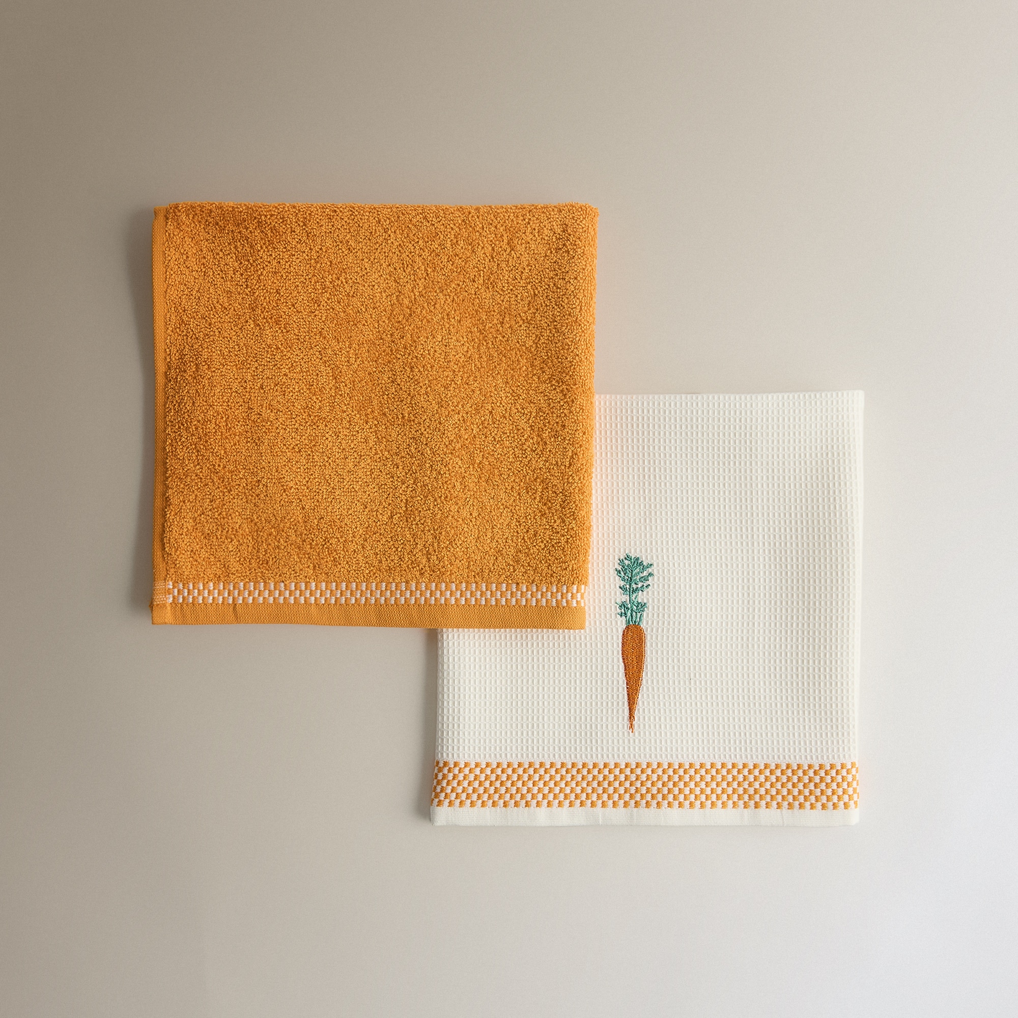 Conjunto de 2 Panos de Cozinha de Algodão Cenoura Multicolor-5