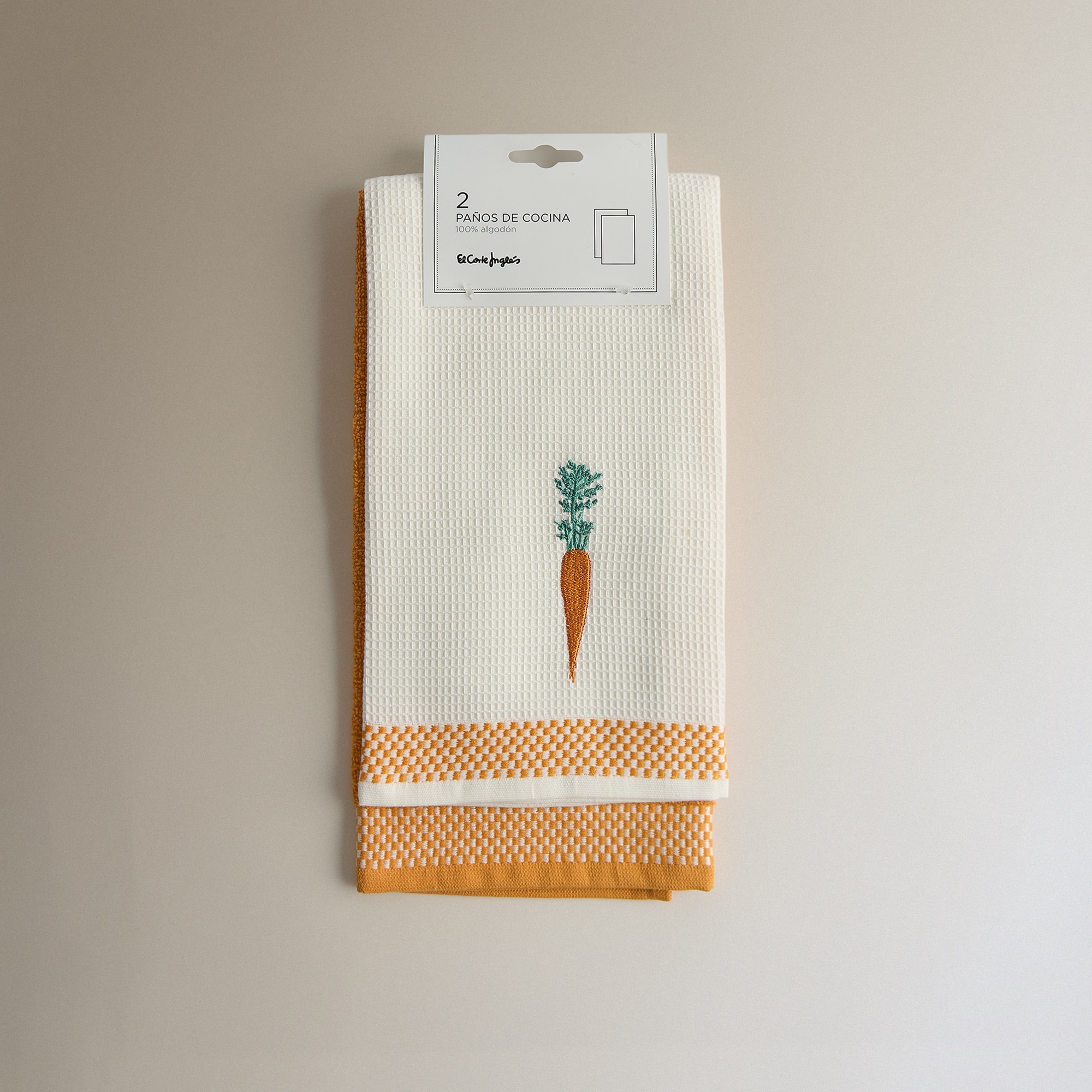 Conjunto de 2 Panos de Cozinha de Algodão Cenoura Multicolor-6