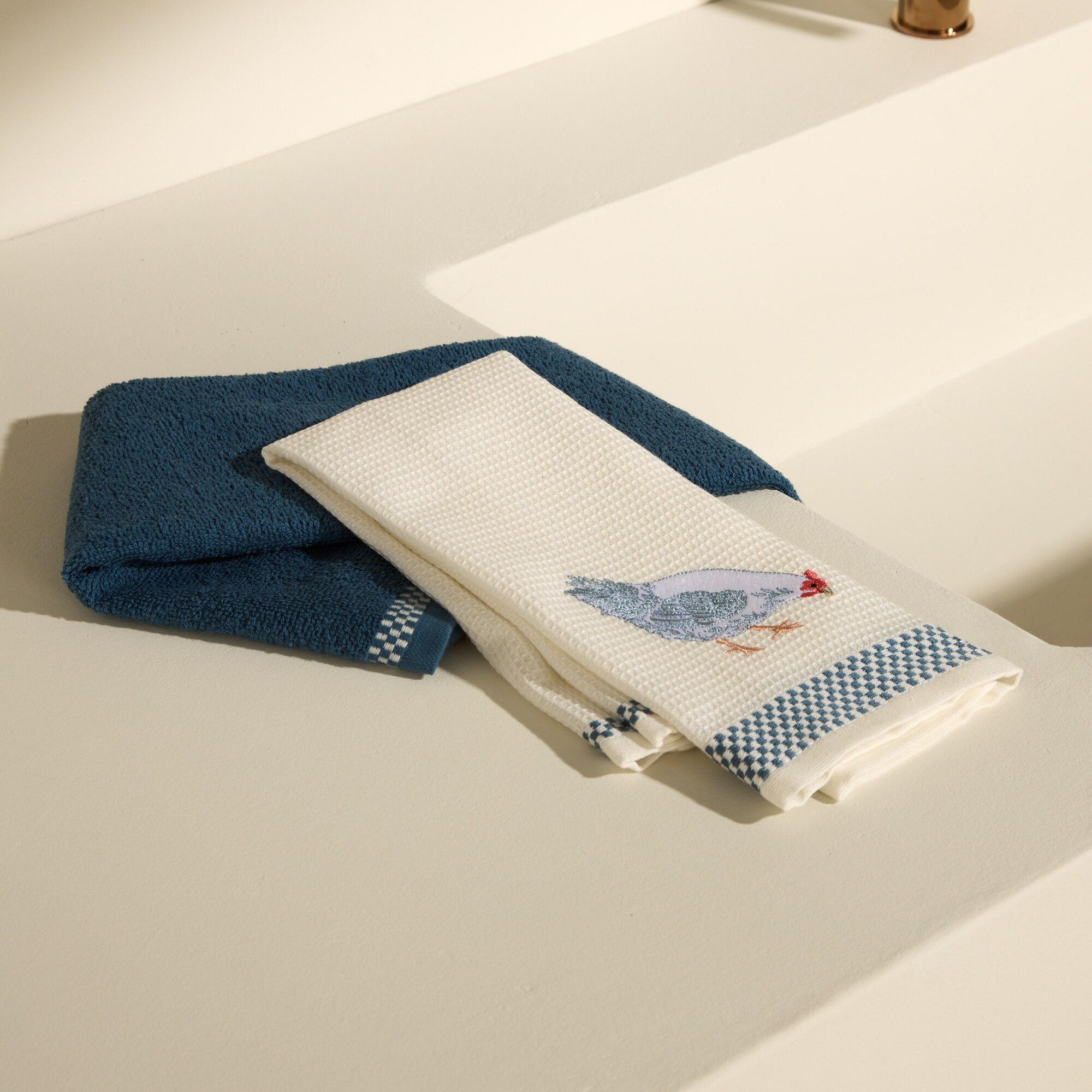 Conjunto de 2 Panos de Cozinha de Algodão Galinha Multicolor-1