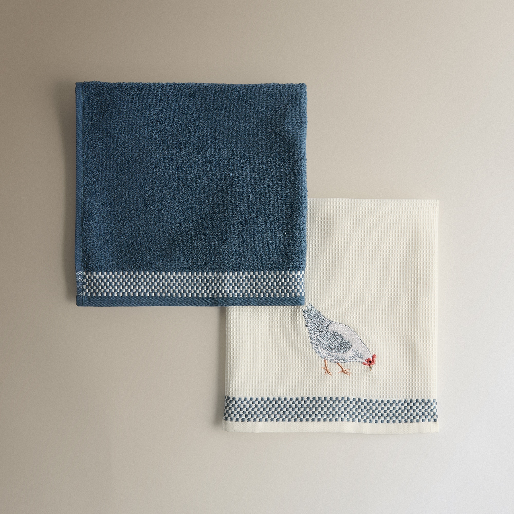 Conjunto de 2 Panos de Cozinha de Algodão Galinha Multicolor-5